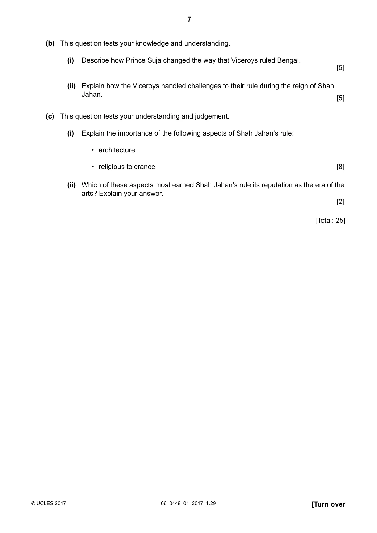 Cambridge IGCSE Bangladesh Studies 0449 2017 May/June Paper 1 · Variant 1 question paper, page 7 of 12