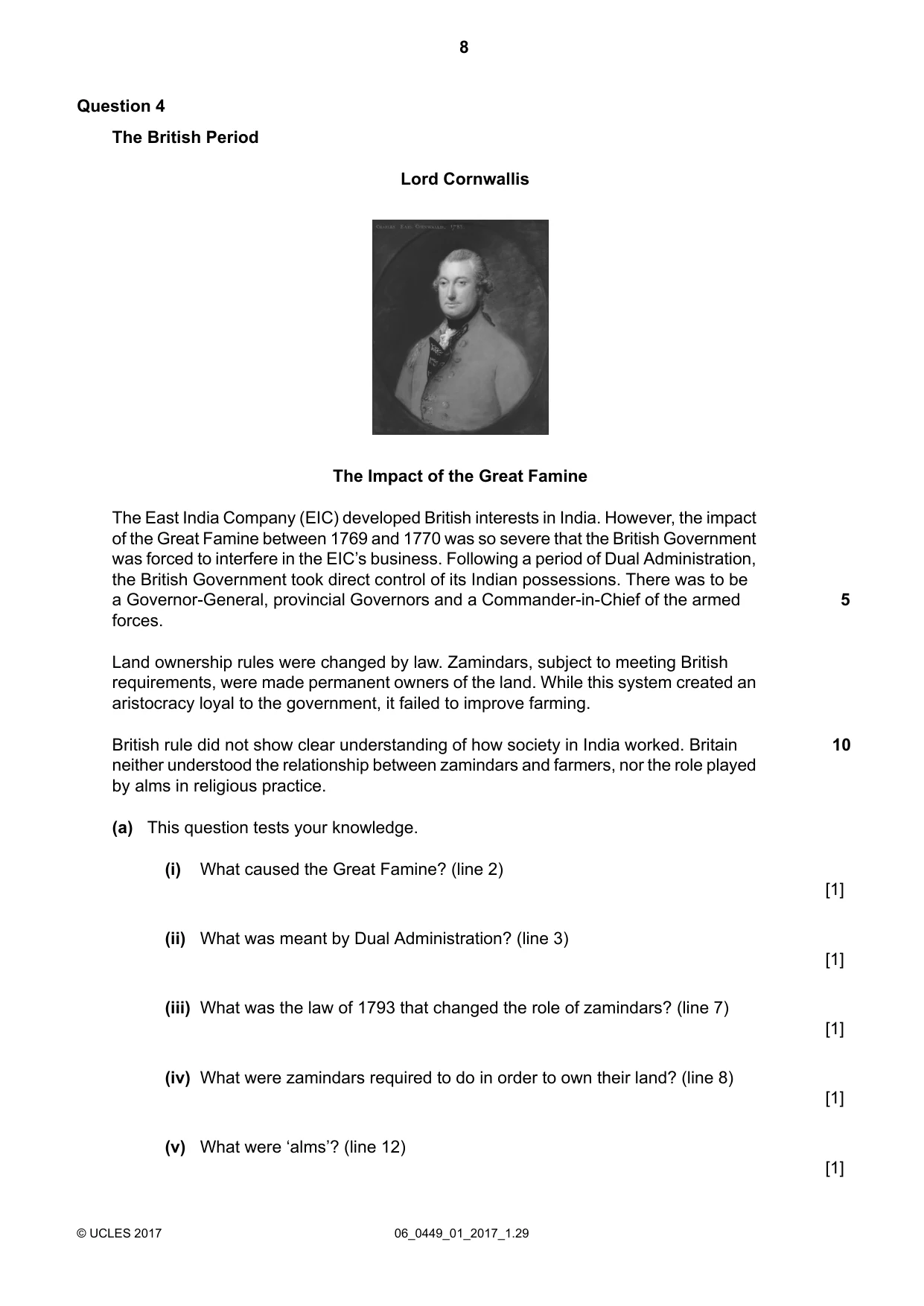 Cambridge IGCSE Bangladesh Studies 0449 2017 May/June Paper 1 · Variant 1 question paper, page 8 of 12