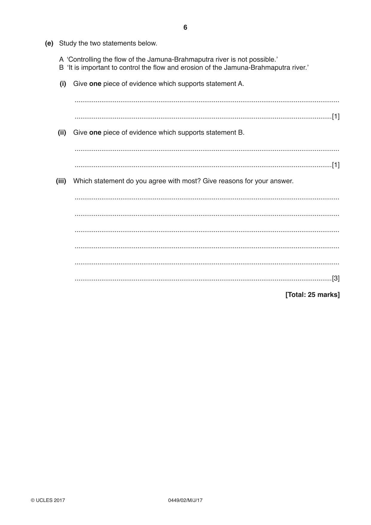 Cambridge IGCSE Bangladesh Studies 0449 2017 May/June Paper 2 · Variant 1 question paper, page 6 of 24