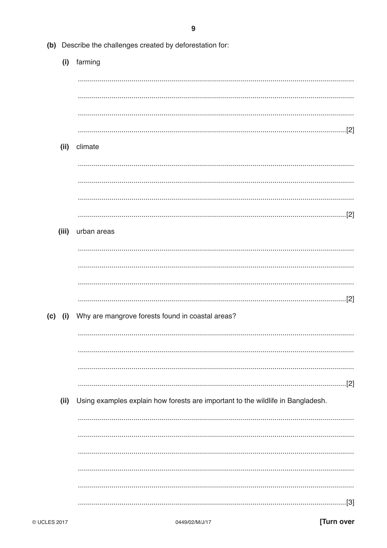 Cambridge IGCSE Bangladesh Studies 0449 2017 May/June Paper 2 · Variant 1 question paper, page 9 of 24