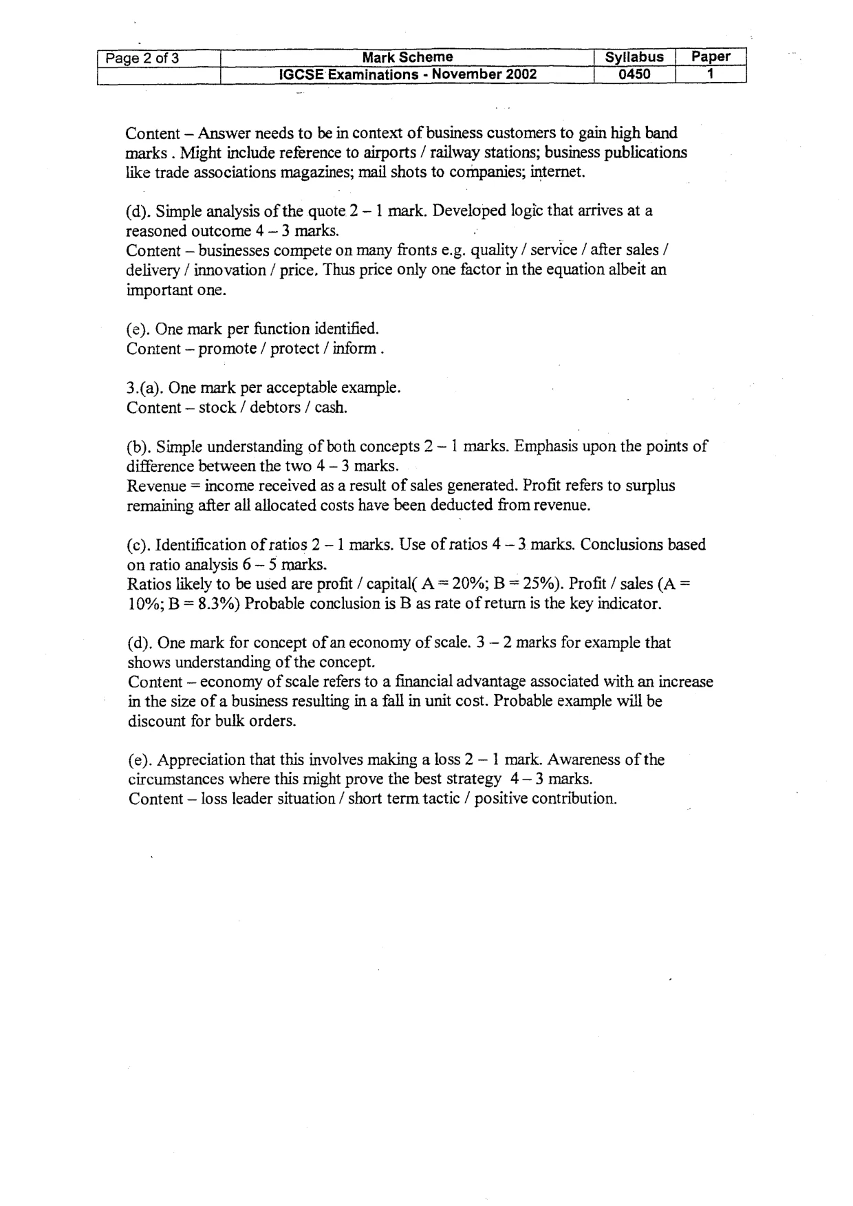 Mark scheme, page 4 of 5