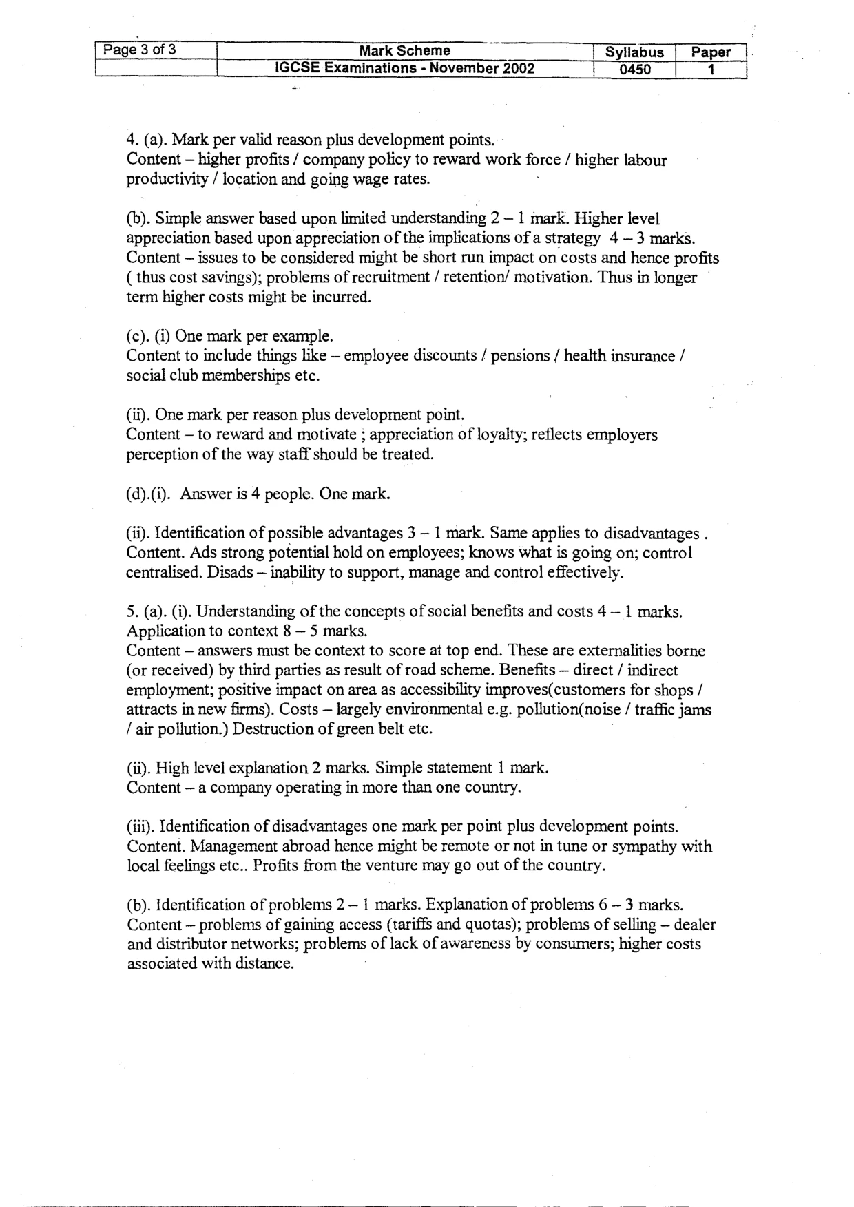 Mark scheme, page 5 of 5