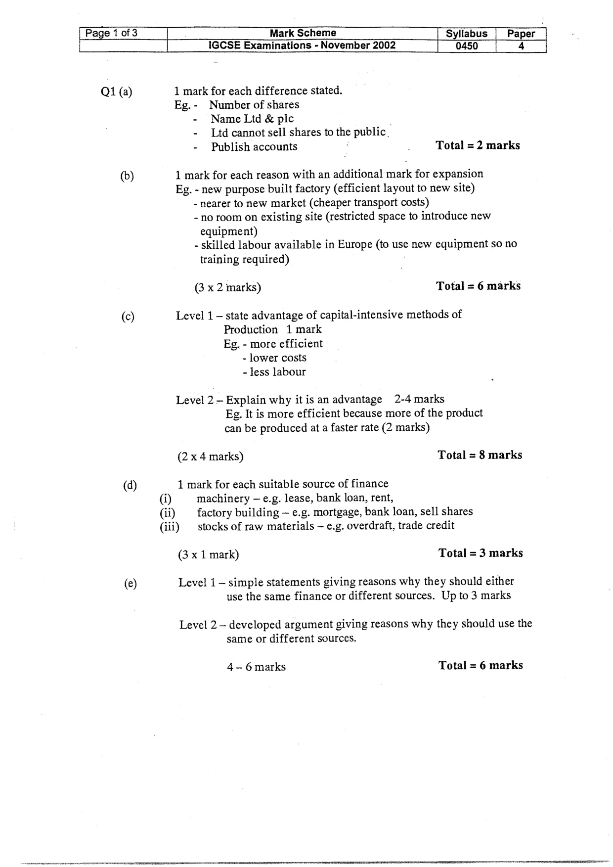 Mark scheme, page 2 of 4