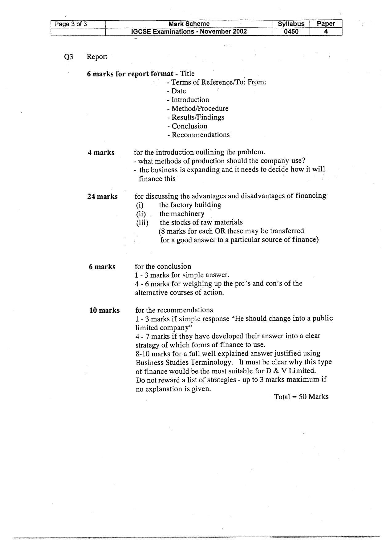 Mark scheme, page 4 of 4