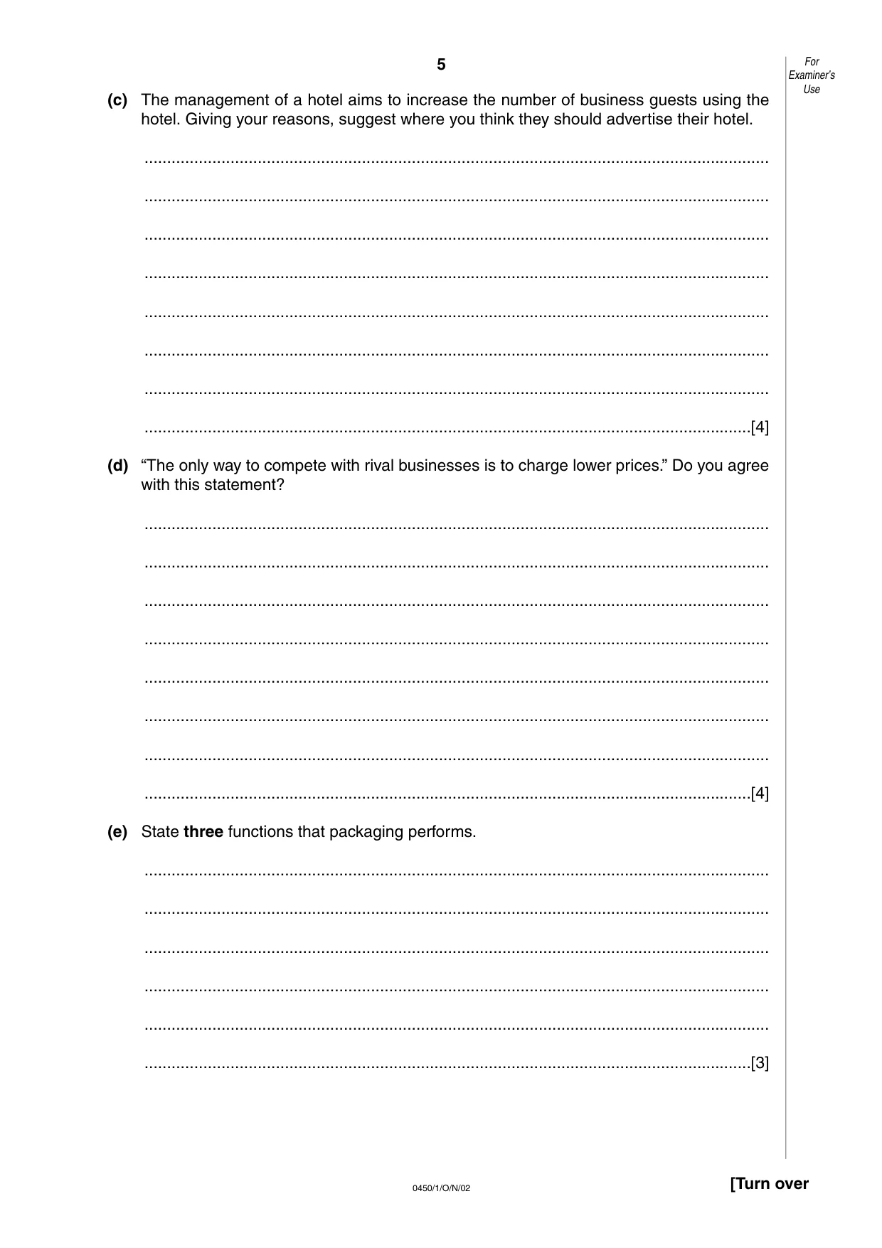 Cambridge IGCSE Business Studies 0450 2002 Oct/Nov Paper 1 · Variant 1 question paper, page 5 of 12