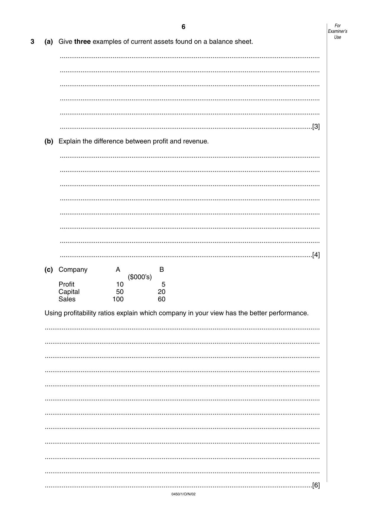 Cambridge IGCSE Business Studies 0450 2002 Oct/Nov Paper 1 · Variant 1 question paper, page 6 of 12