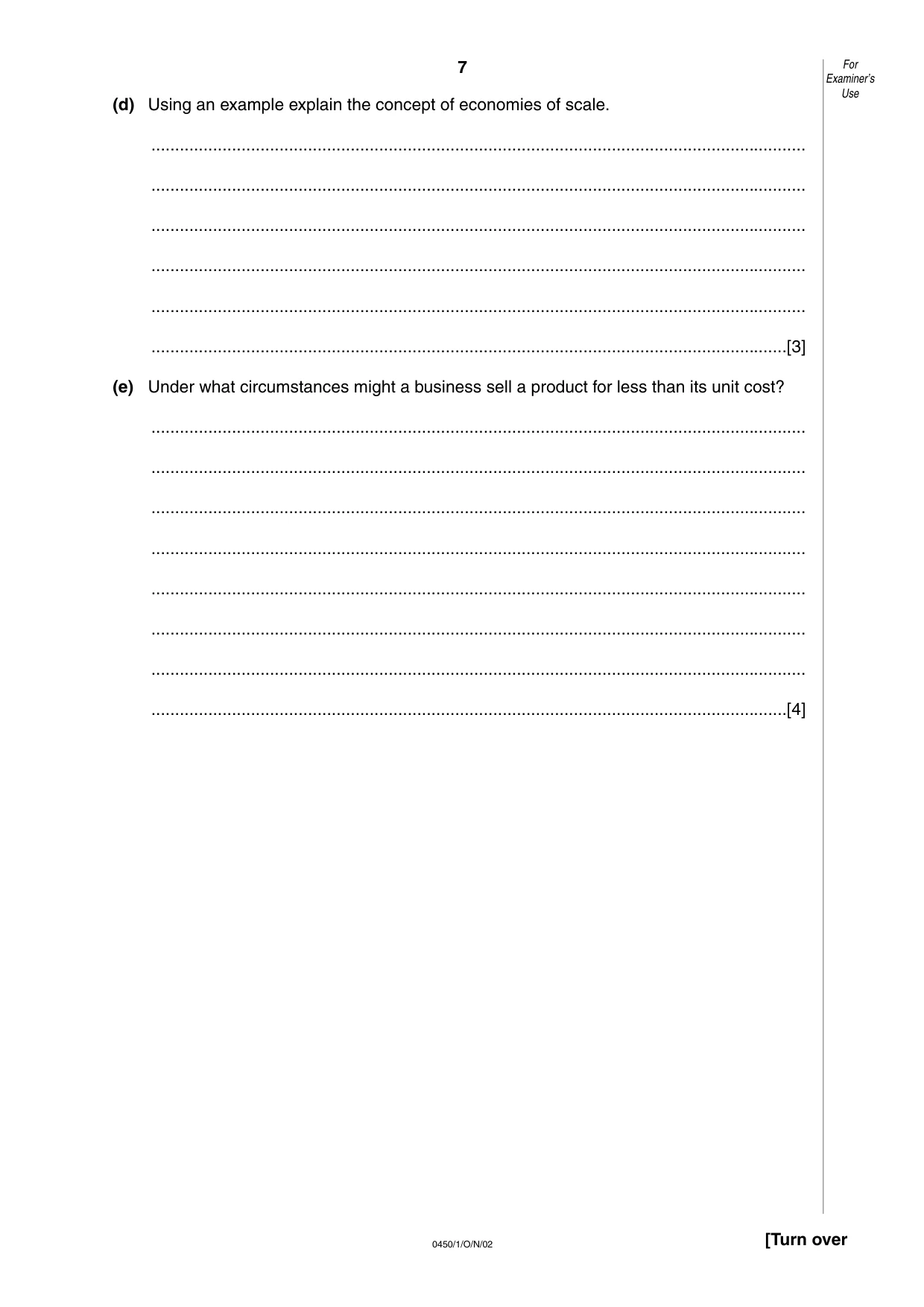 Cambridge IGCSE Business Studies 0450 2002 Oct/Nov Paper 1 · Variant 1 question paper, page 7 of 12