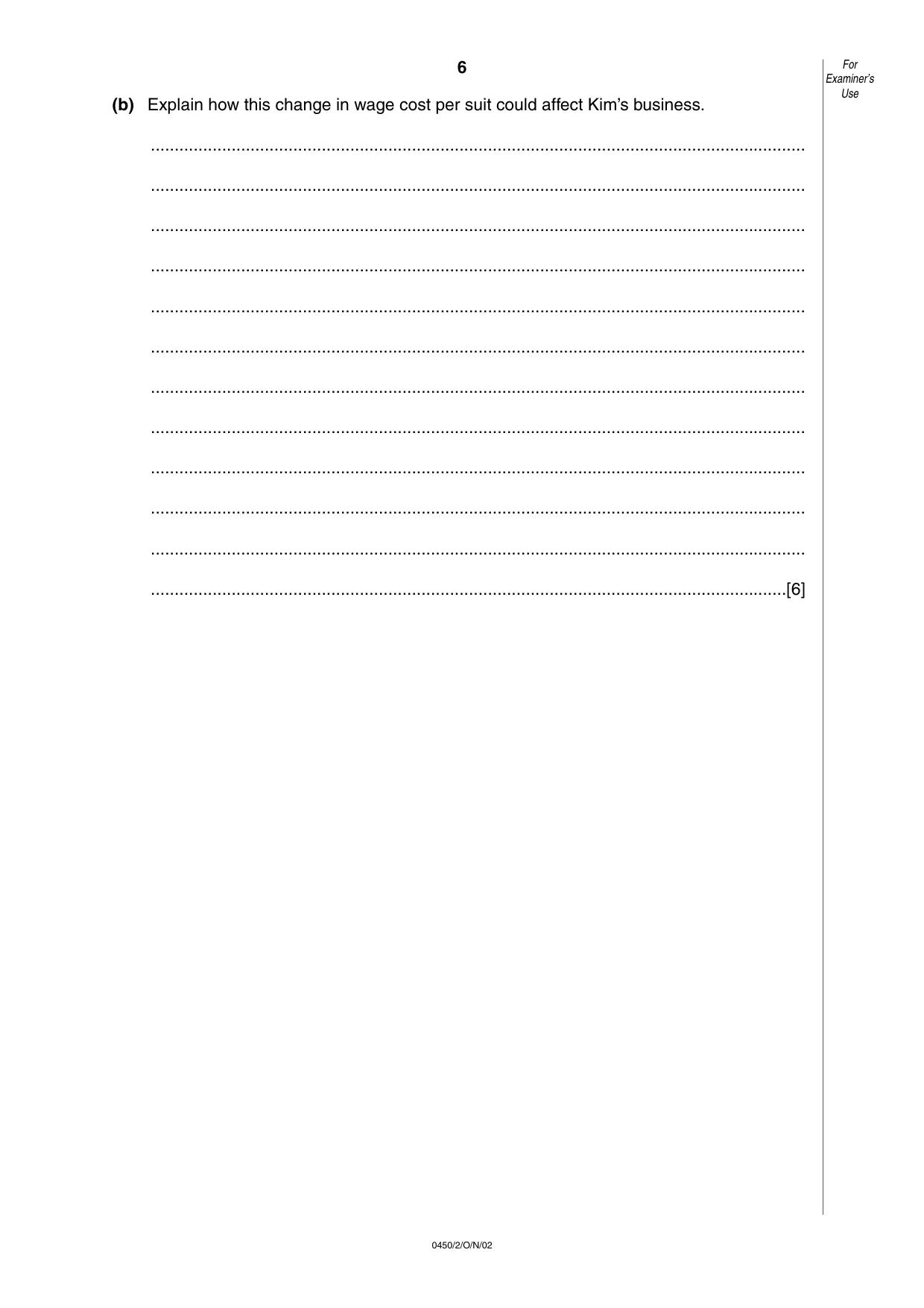 Cambridge IGCSE Business Studies 0450 2002 Oct/Nov Paper 2 · Variant 1 question paper, page 6 of 12