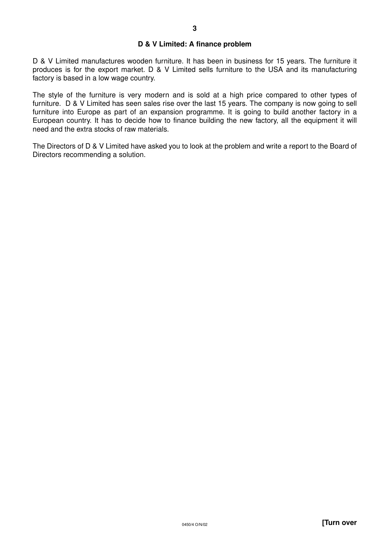 Cambridge IGCSE Business Studies 0450 2002 Oct/Nov Paper 4 · Variant 1 question paper, page 3 of 16