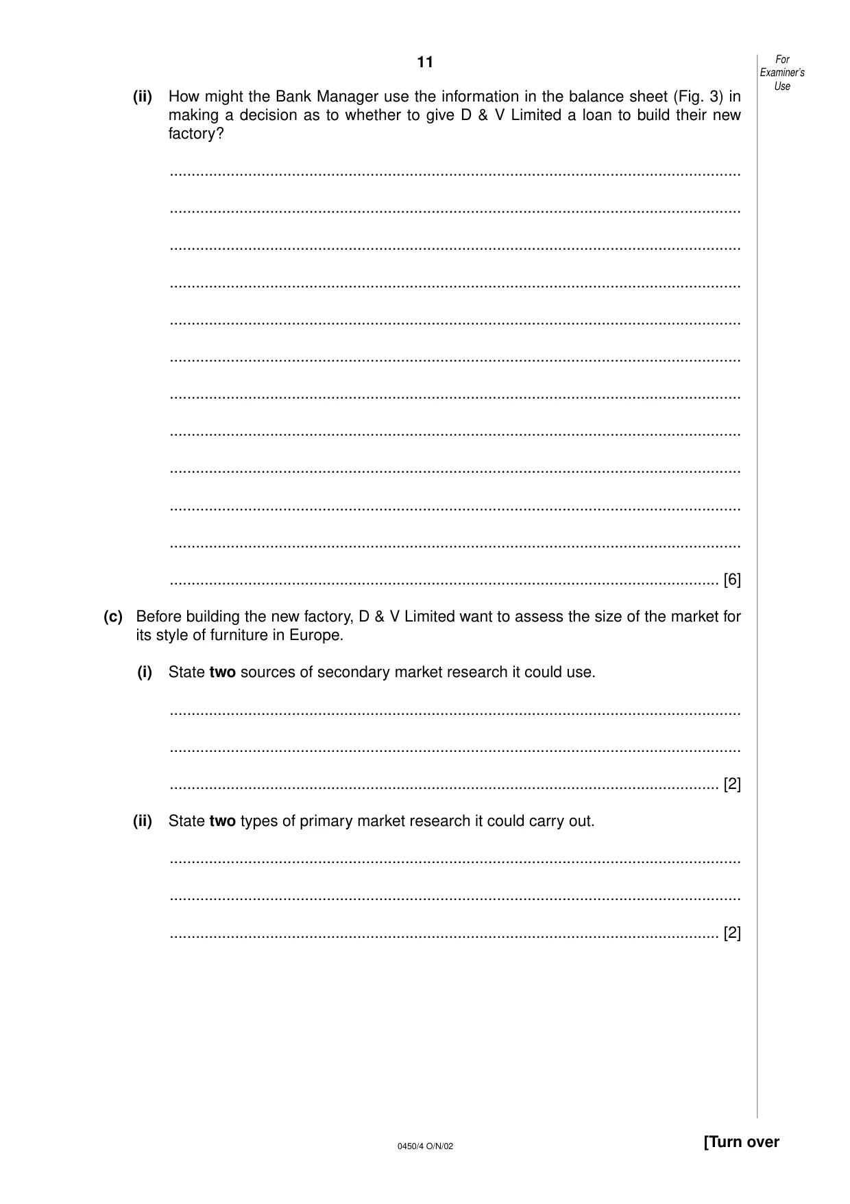 Cambridge IGCSE Business Studies 0450 2002 Oct/Nov Paper 4 · Variant 1 question paper, page 11 of 16
