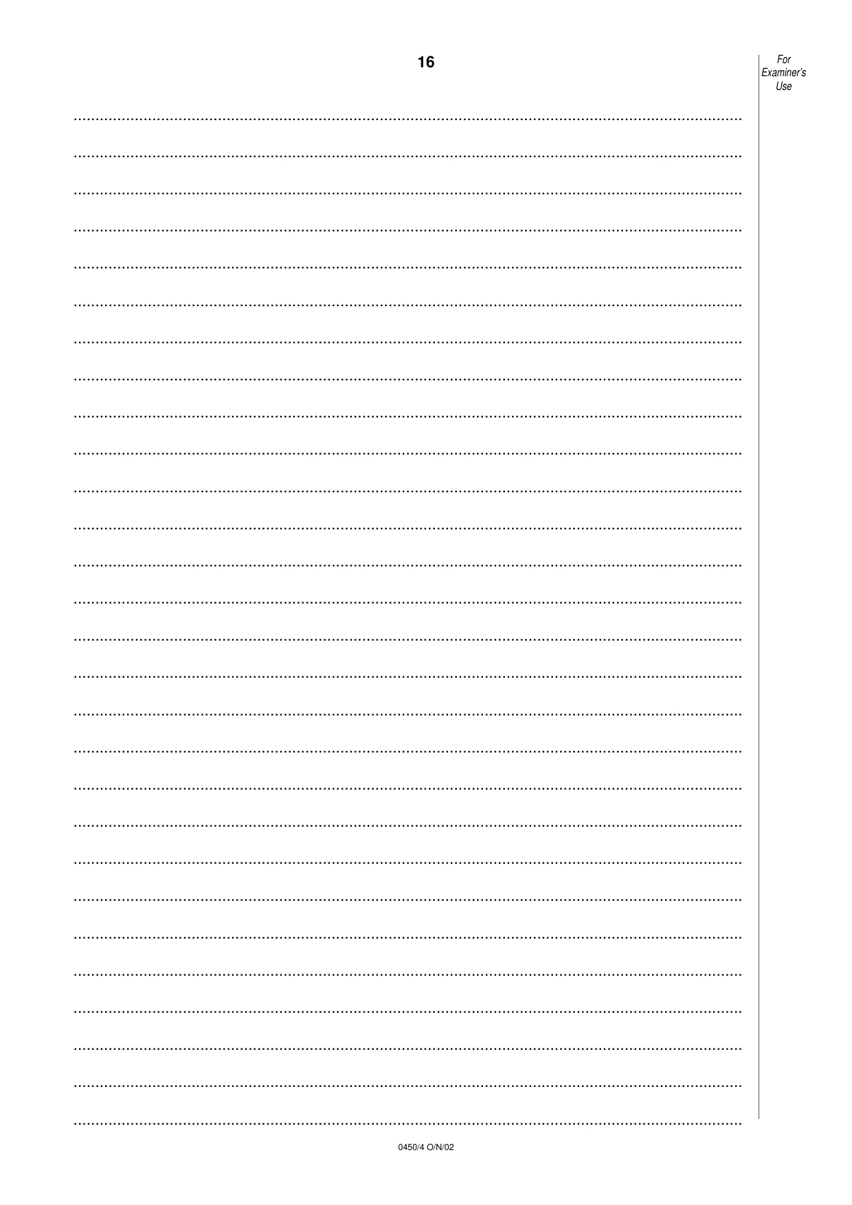 Cambridge IGCSE Business Studies 0450 2002 Oct/Nov Paper 4 · Variant 1 question paper, page 16 of 16