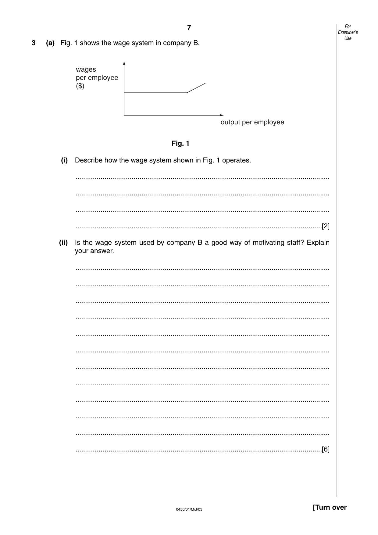 Cambridge IGCSE Business Studies 0450 2003 May/June Paper 1 · Variant 1 question paper, page 7 of 16