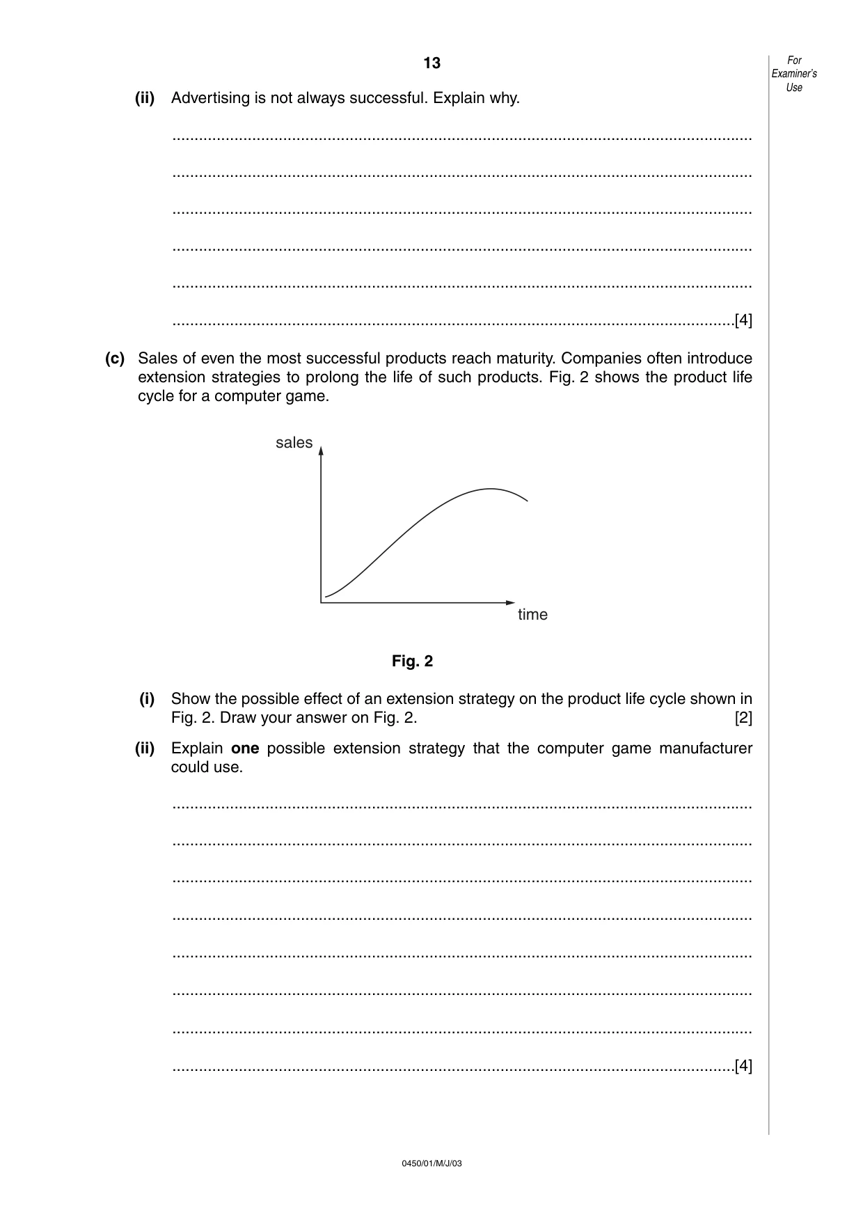 Cambridge IGCSE Business Studies 0450 2003 May/June Paper 1 · Variant 1 question paper, page 13 of 16