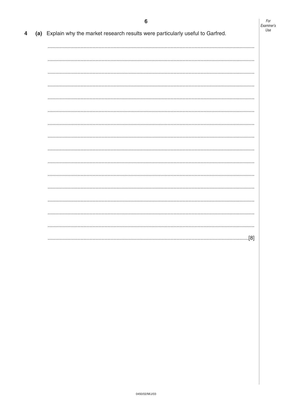 Cambridge IGCSE Business Studies 0450 2003 May/June Paper 2 · Variant 1 question paper, page 6 of 12