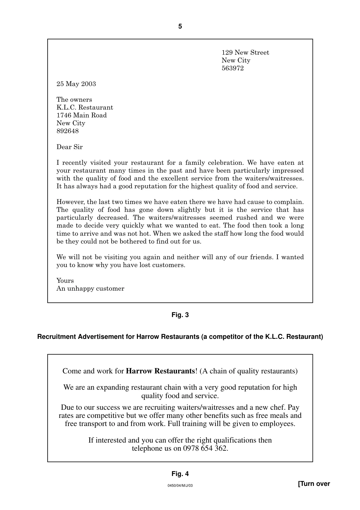 Cambridge IGCSE Business Studies 0450 2003 May/June Paper 4 · Variant 1 question paper, page 5 of 16