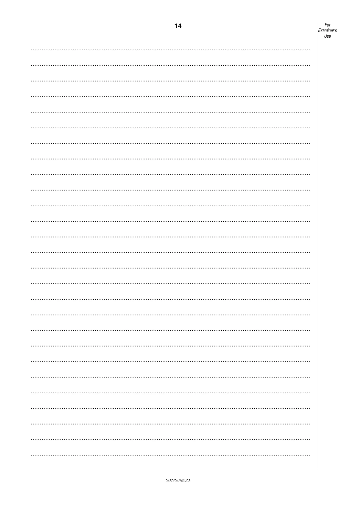 Cambridge IGCSE Business Studies 0450 2003 May/June Paper 4 · Variant 1 question paper, page 14 of 16