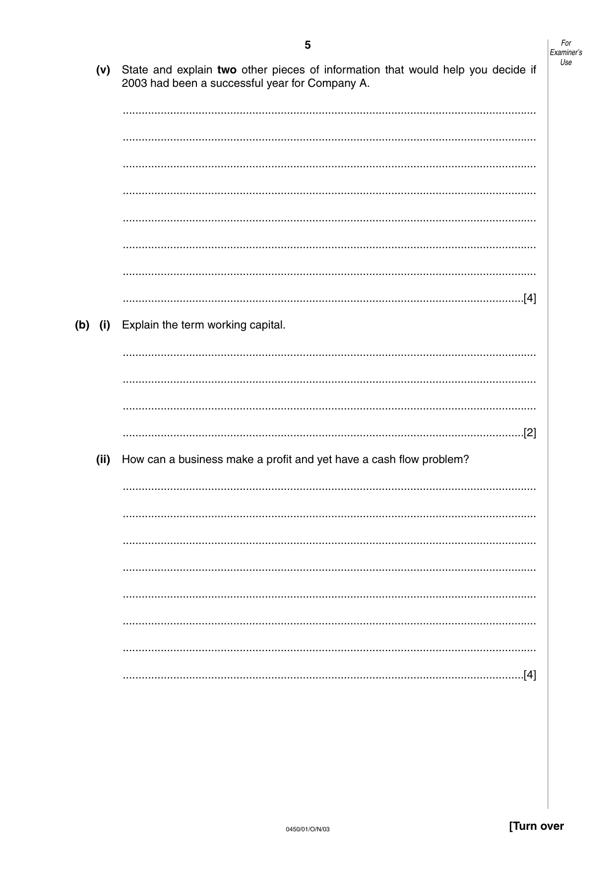 Cambridge IGCSE Business Studies 0450 2003 Oct/Nov Paper 1 · Variant 1 question paper, page 5 of 12