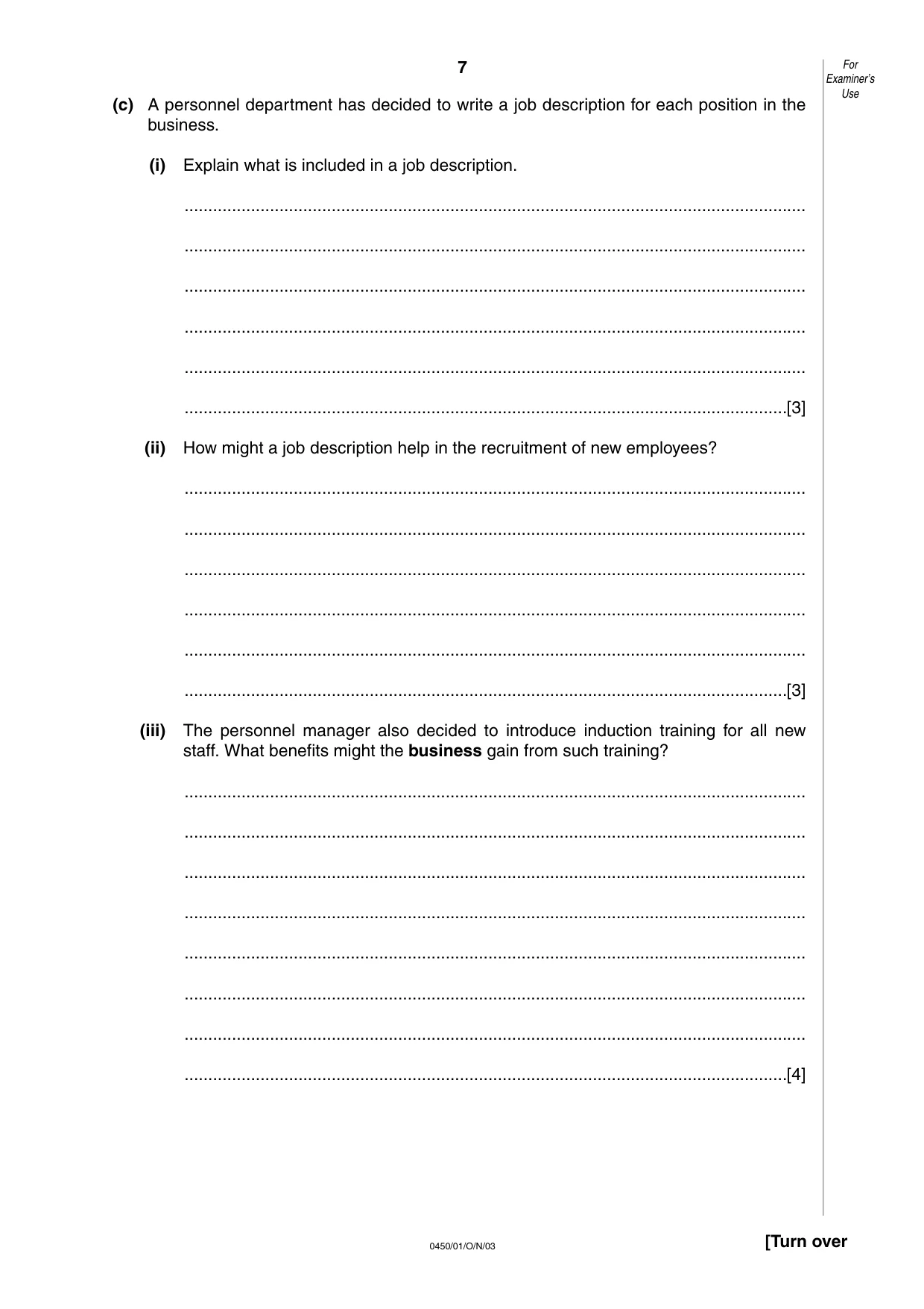 Cambridge IGCSE Business Studies 0450 2003 Oct/Nov Paper 1 · Variant 1 question paper, page 7 of 12