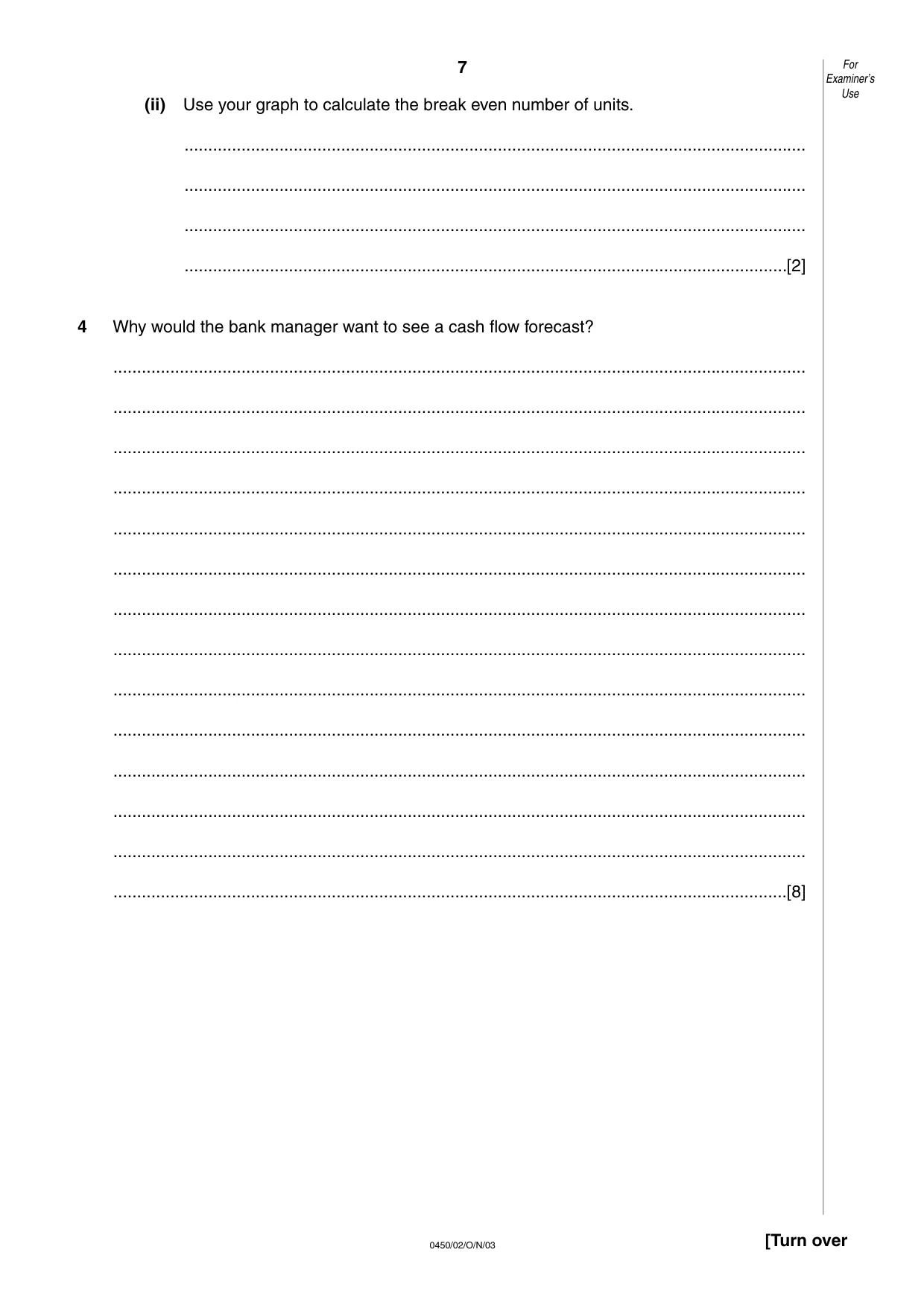 Cambridge IGCSE Business Studies 0450 2003 Oct/Nov Paper 2 · Variant 1 question paper, page 7 of 12