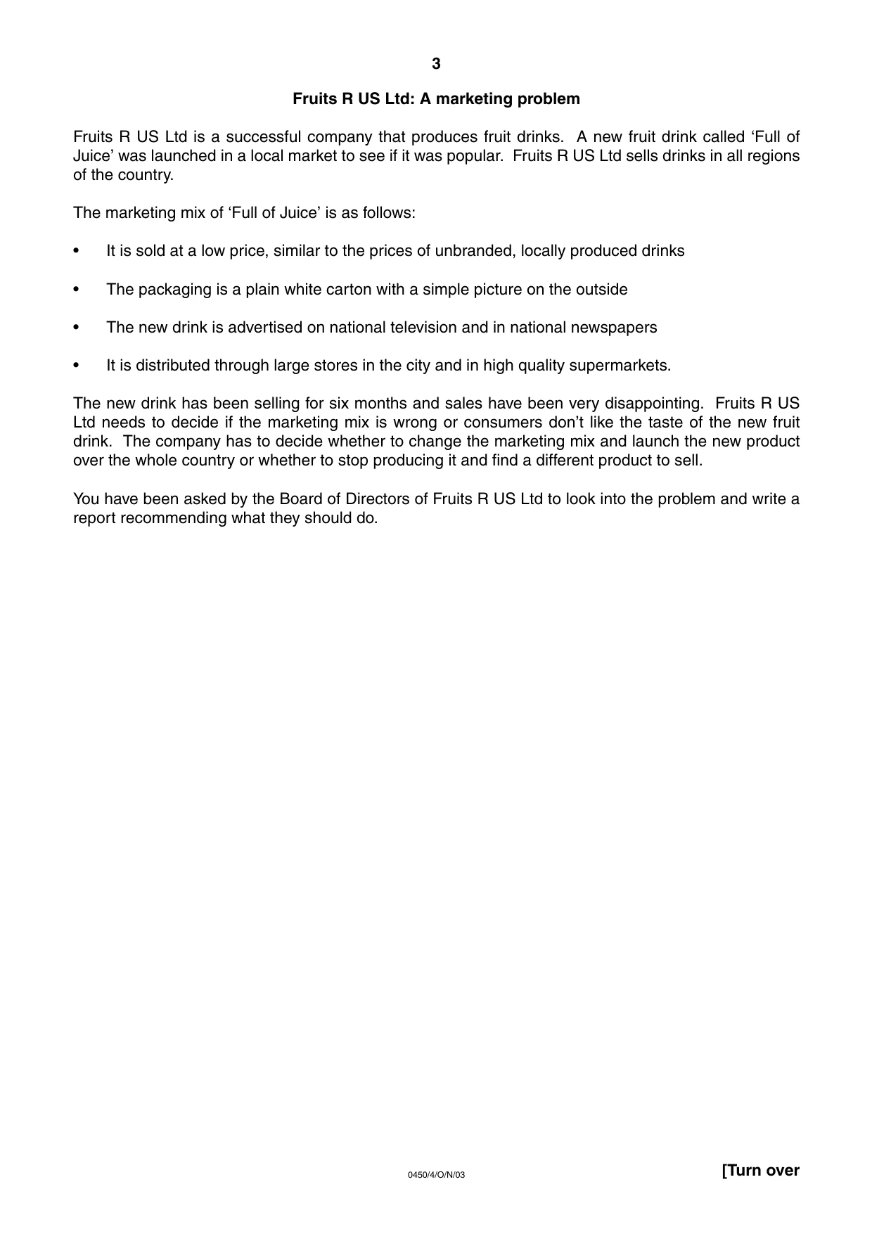 Cambridge IGCSE Business Studies 0450 2003 Oct/Nov Paper 4 · Variant 1 question paper, page 3 of 16