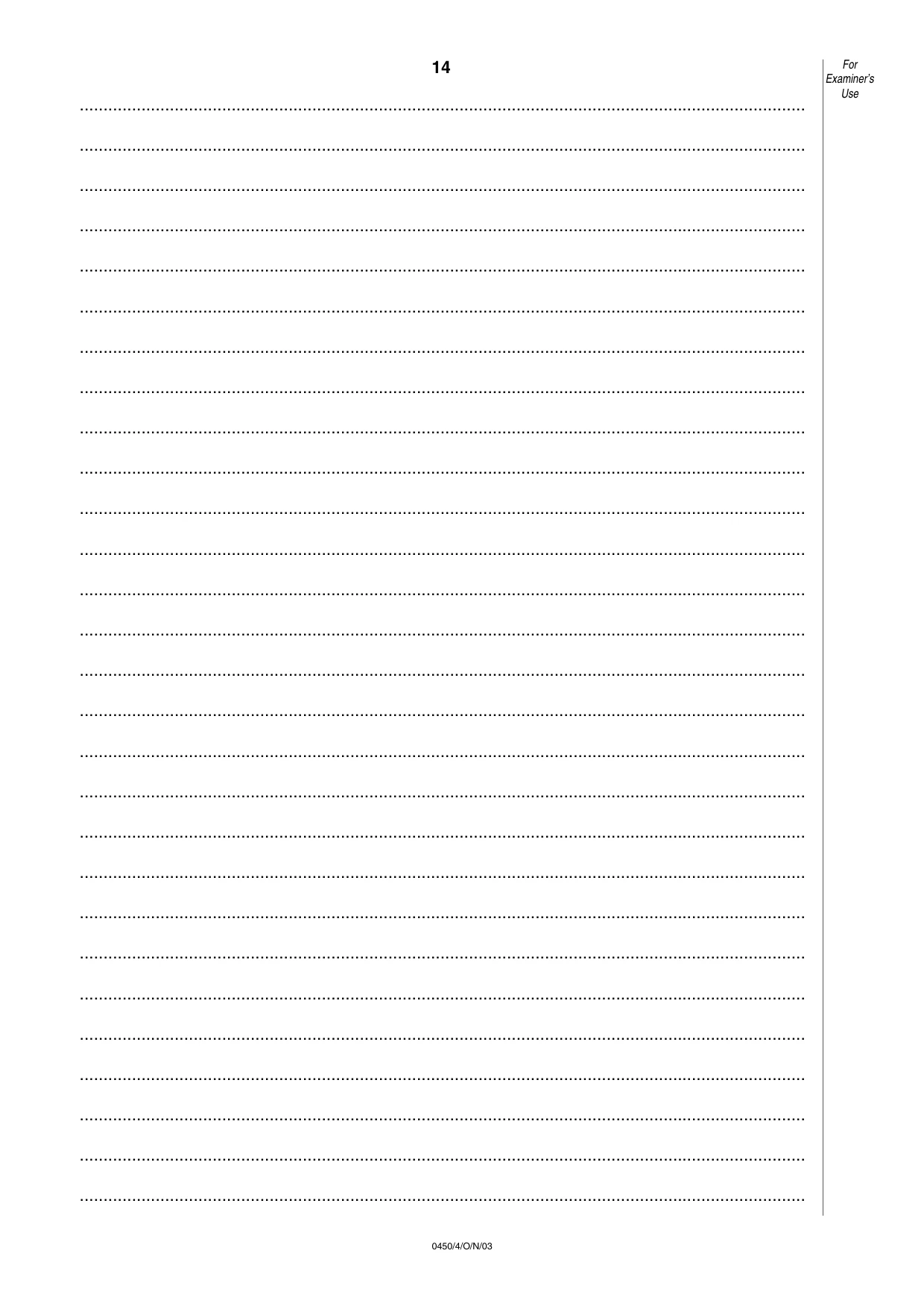 Cambridge IGCSE Business Studies 0450 2003 Oct/Nov Paper 4 · Variant 1 question paper, page 14 of 16