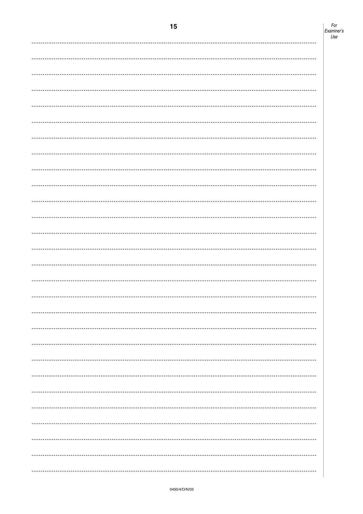 Cambridge IGCSE Business Studies 0450 2003 Oct/Nov Paper 4 · Variant 1 question paper, page 15 of 16