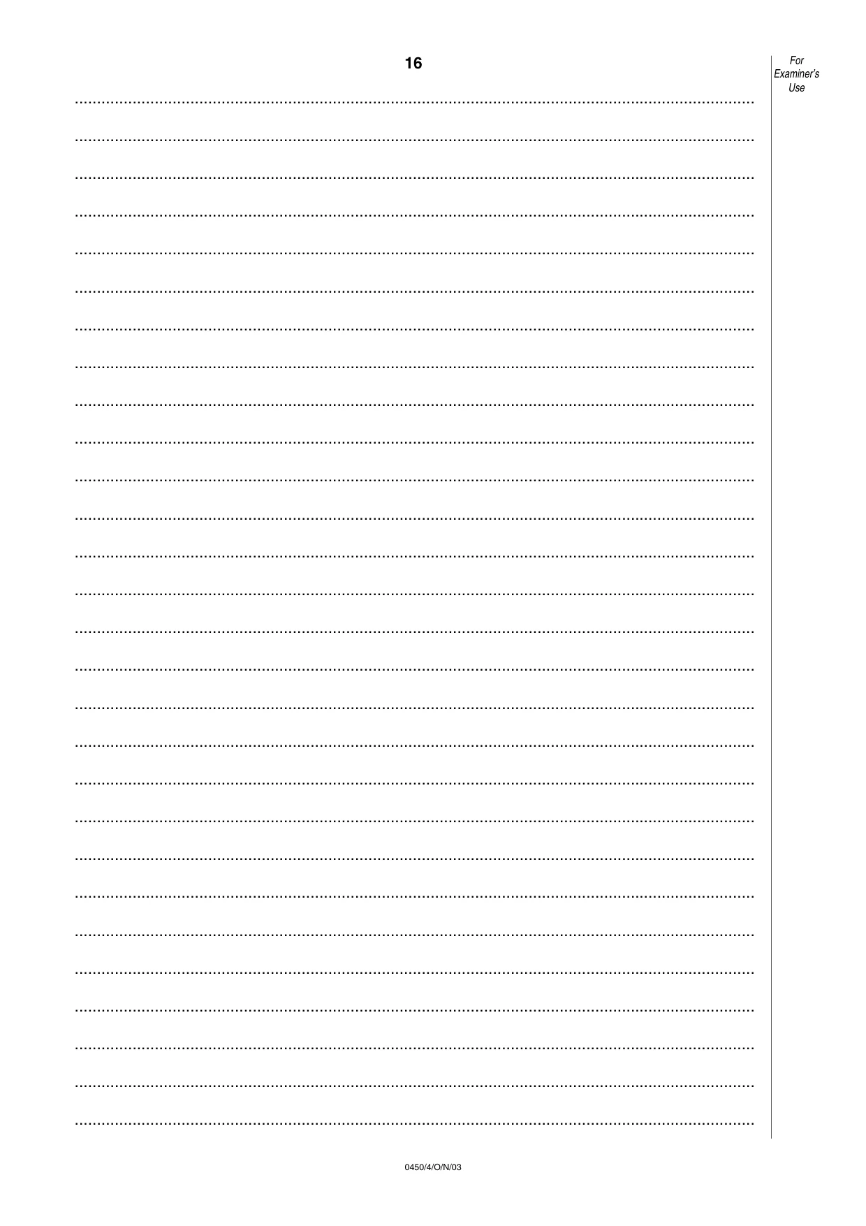 Cambridge IGCSE Business Studies 0450 2003 Oct/Nov Paper 4 · Variant 1 question paper, page 16 of 16