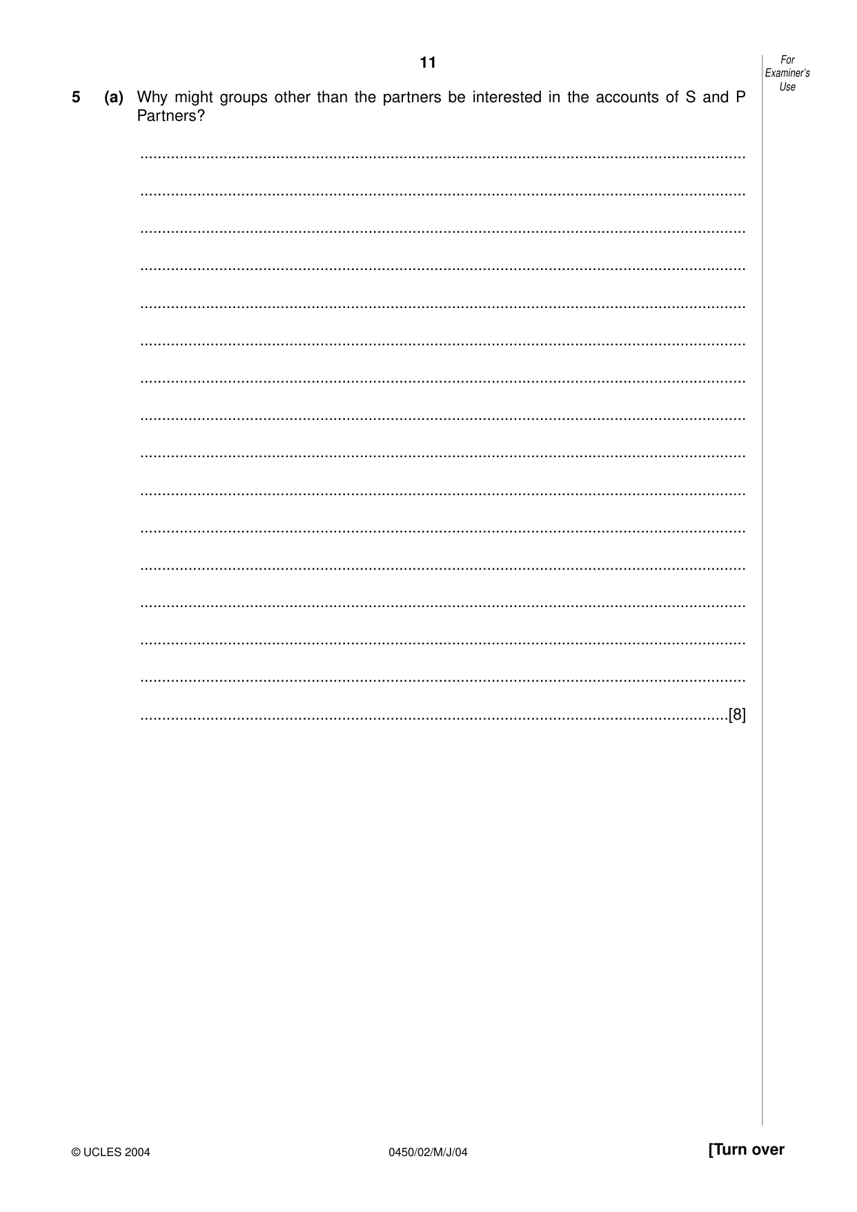 Cambridge IGCSE Business Studies 0450 2004 May/June Paper 2 · Variant 1 question paper, page 11 of 12