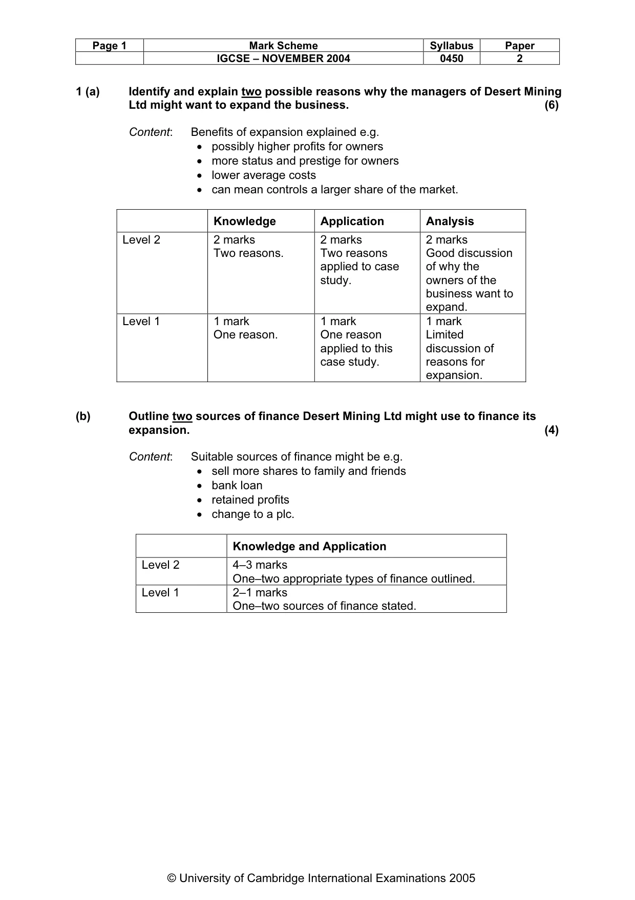 Mark scheme, page 4 of 10