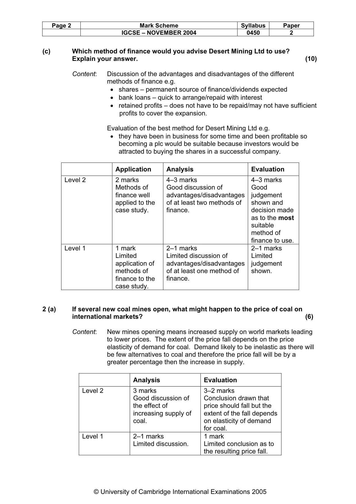 Mark scheme, page 5 of 10