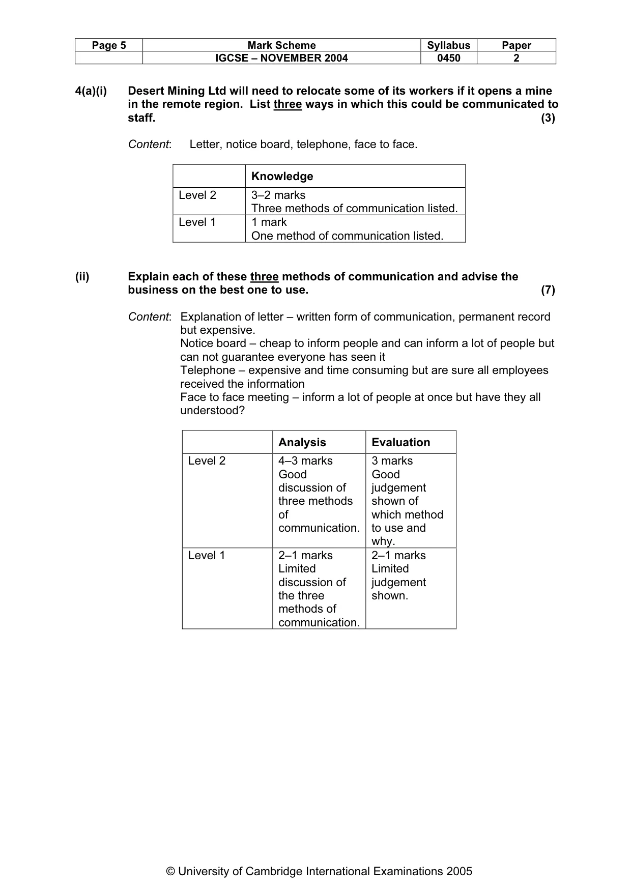Mark scheme, page 8 of 10