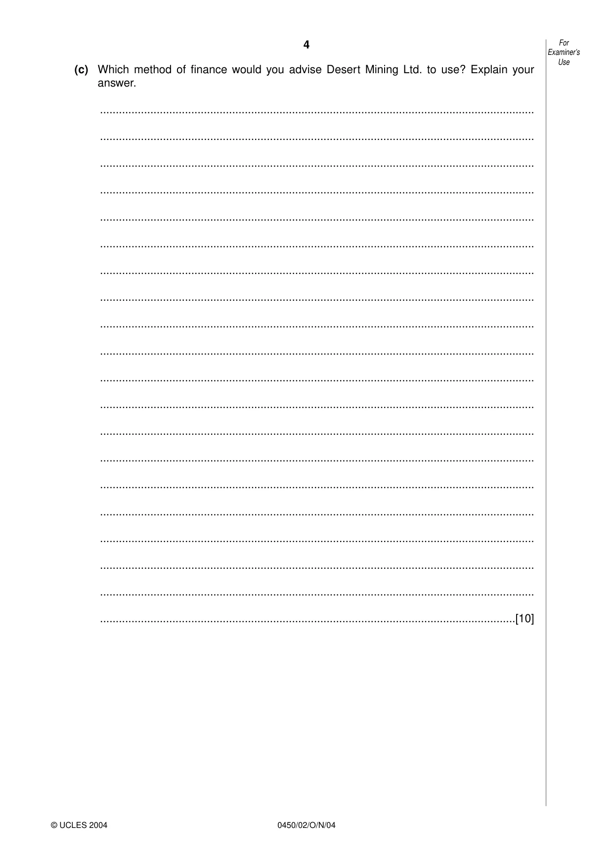 Cambridge IGCSE Business Studies 0450 2004 Oct/Nov Paper 2 · Variant 1 question paper, page 4 of 12