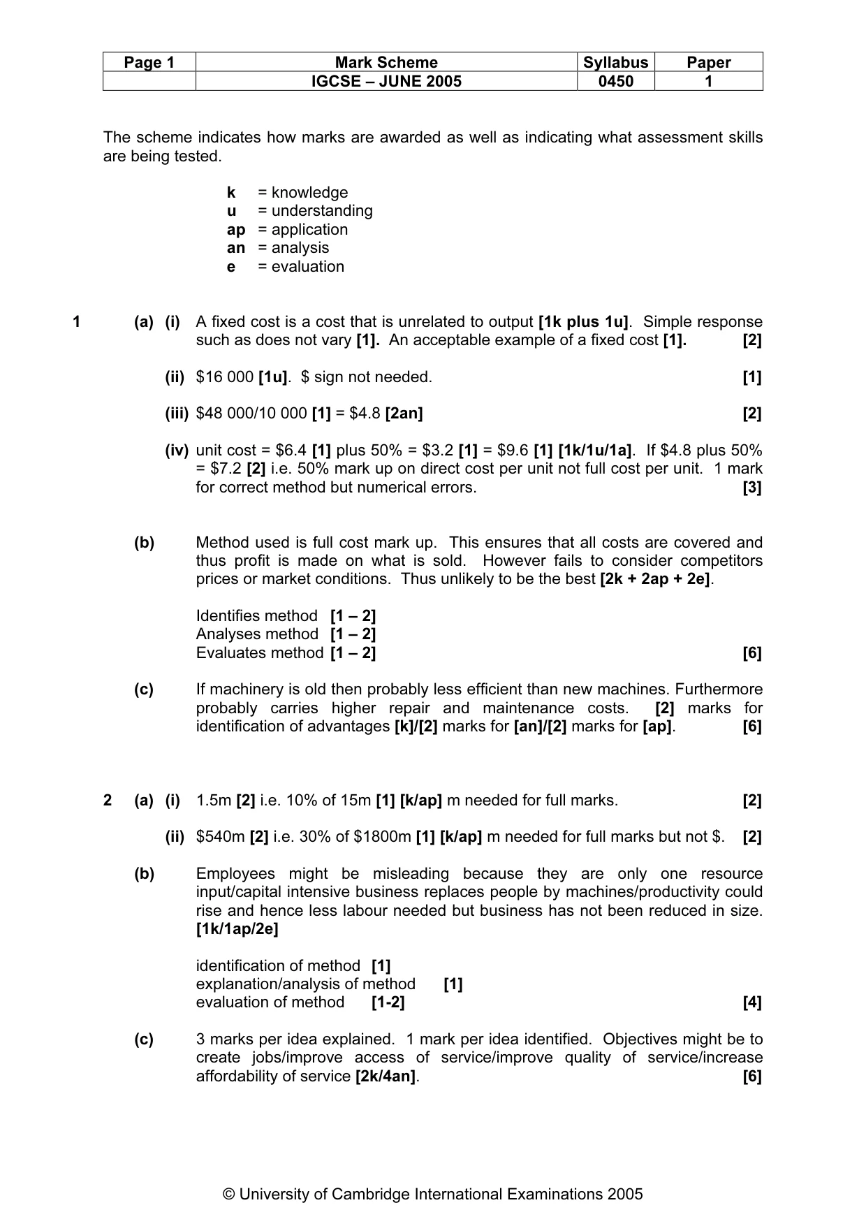 Mark scheme, page 4 of 6