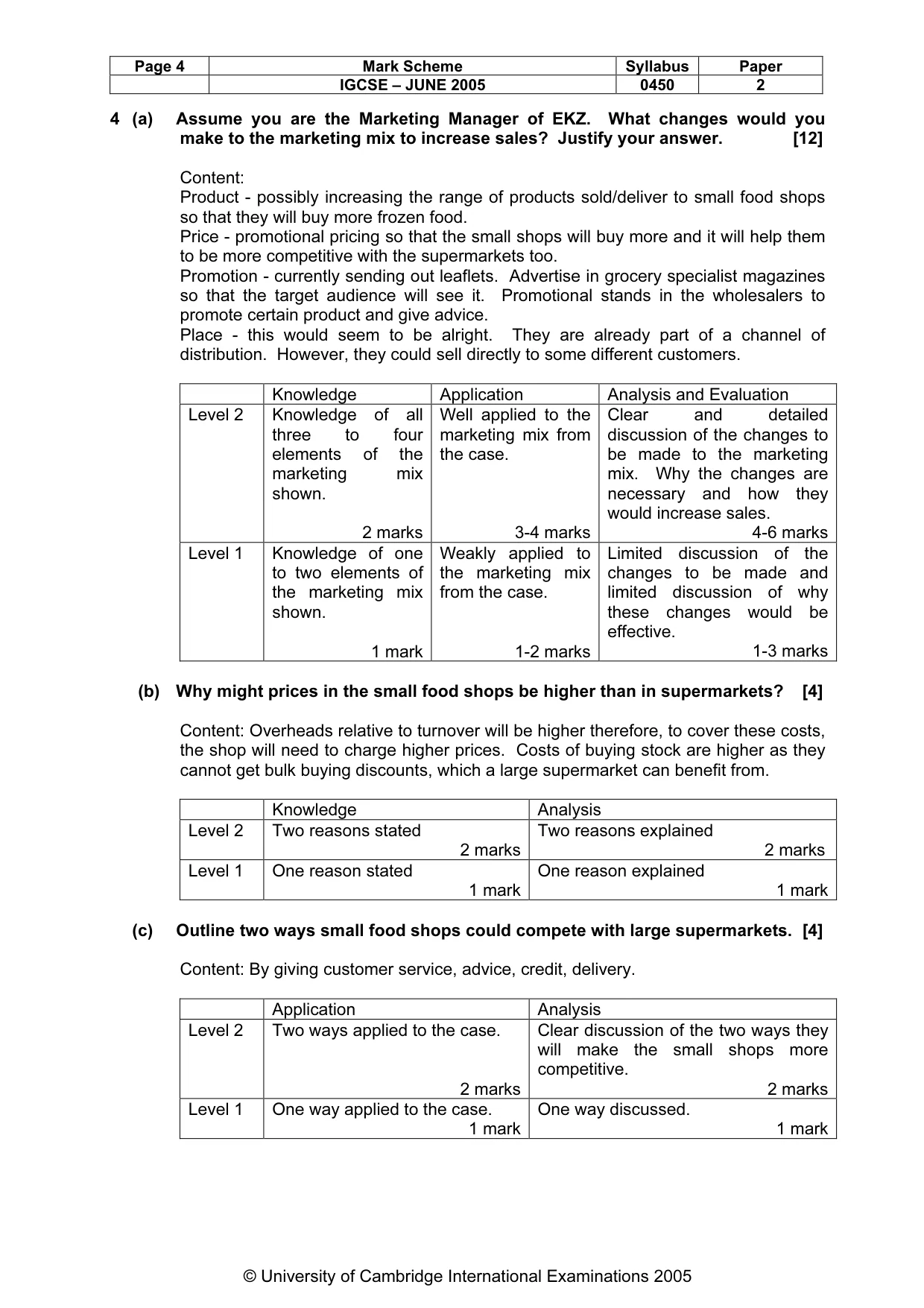 Mark scheme, page 7 of 8