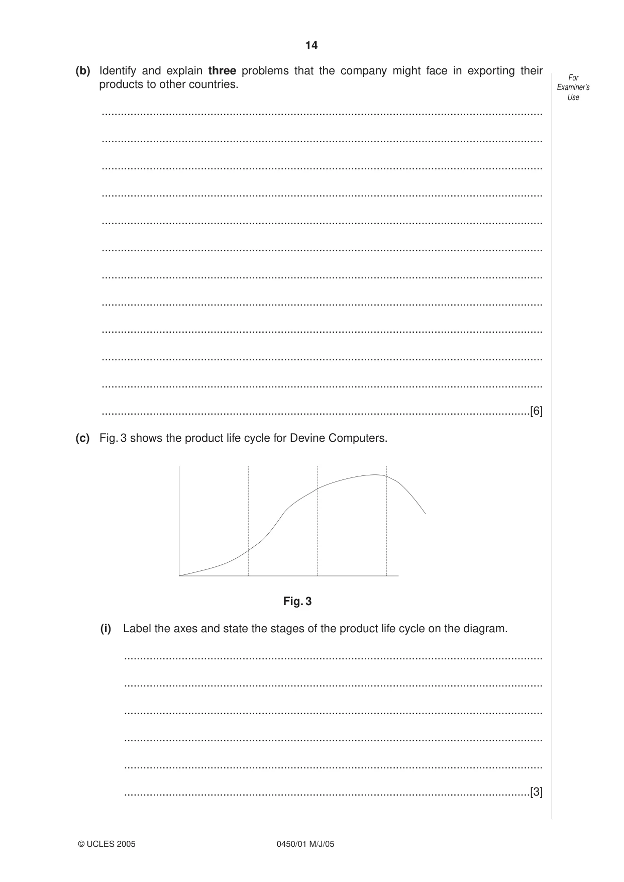 Cambridge IGCSE Business Studies 0450 2005 May/June Paper 1 · Variant 1 question paper, page 14 of 16