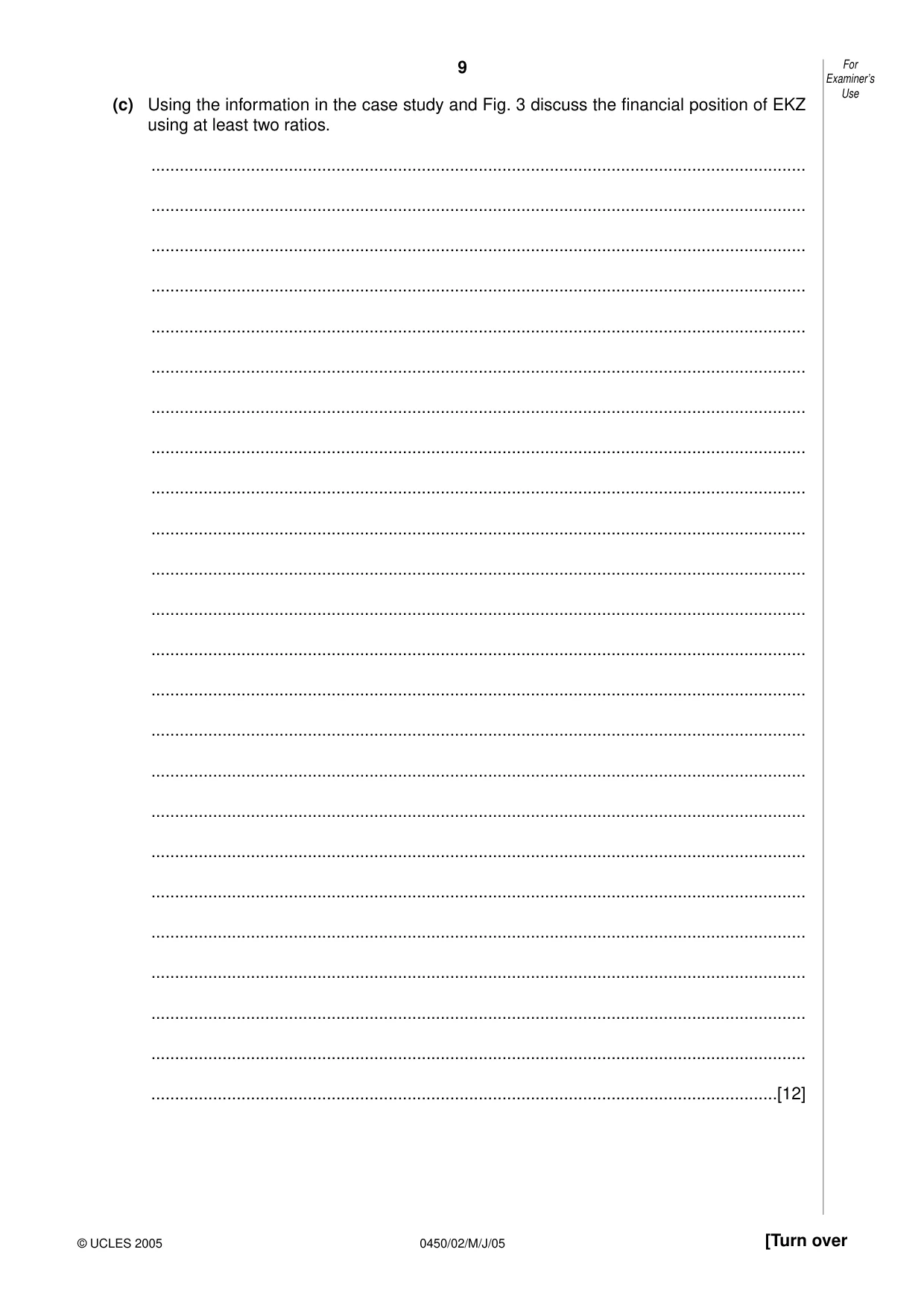 Cambridge IGCSE Business Studies 0450 2005 May/June Paper 2 · Variant 1 question paper, page 9 of 16