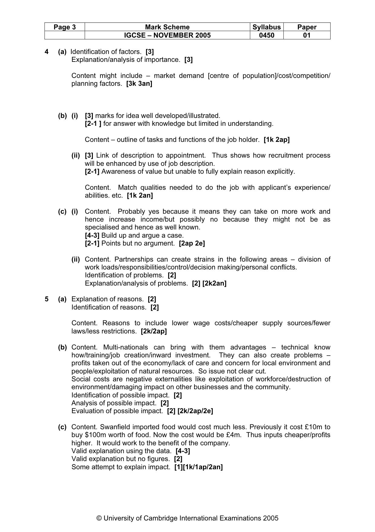 Mark scheme, page 4 of 5