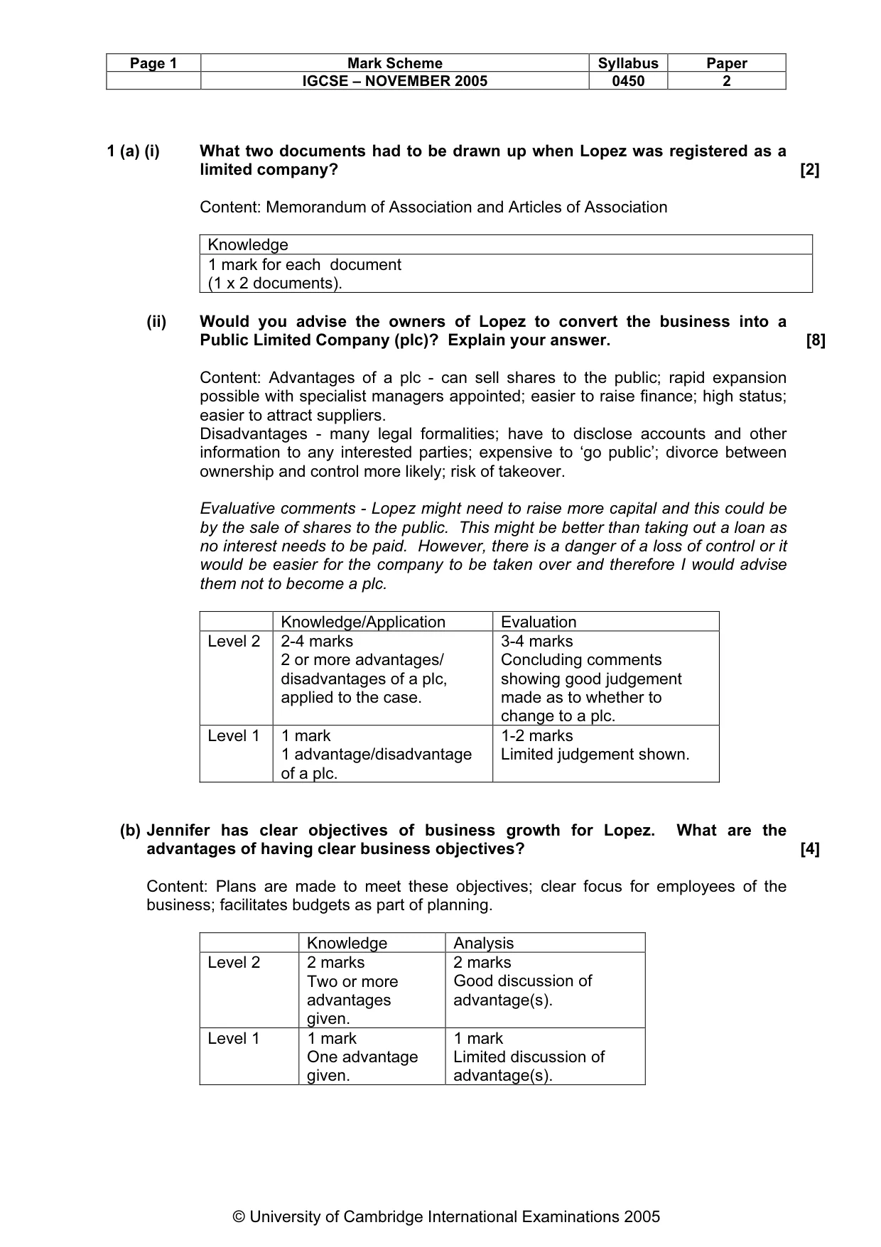 Mark scheme, page 2 of 8
