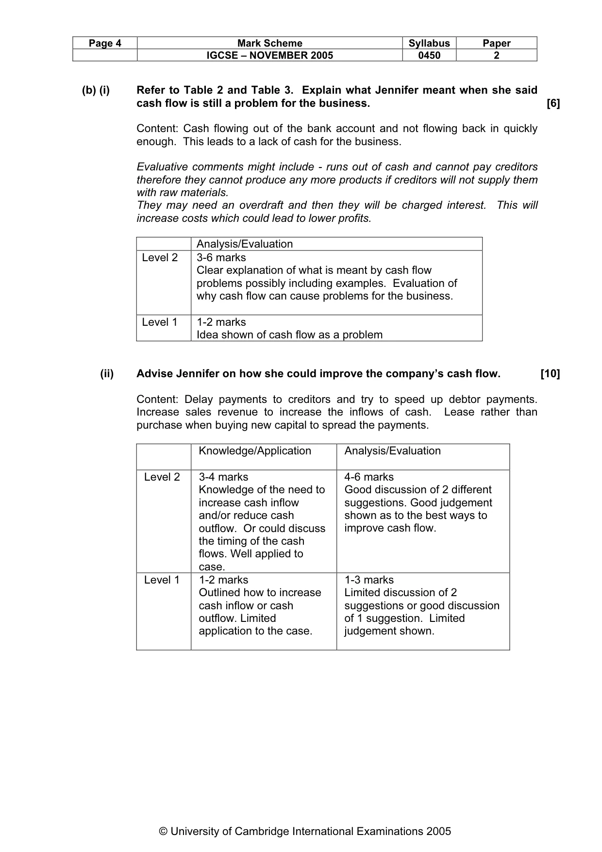 Mark scheme, page 5 of 8