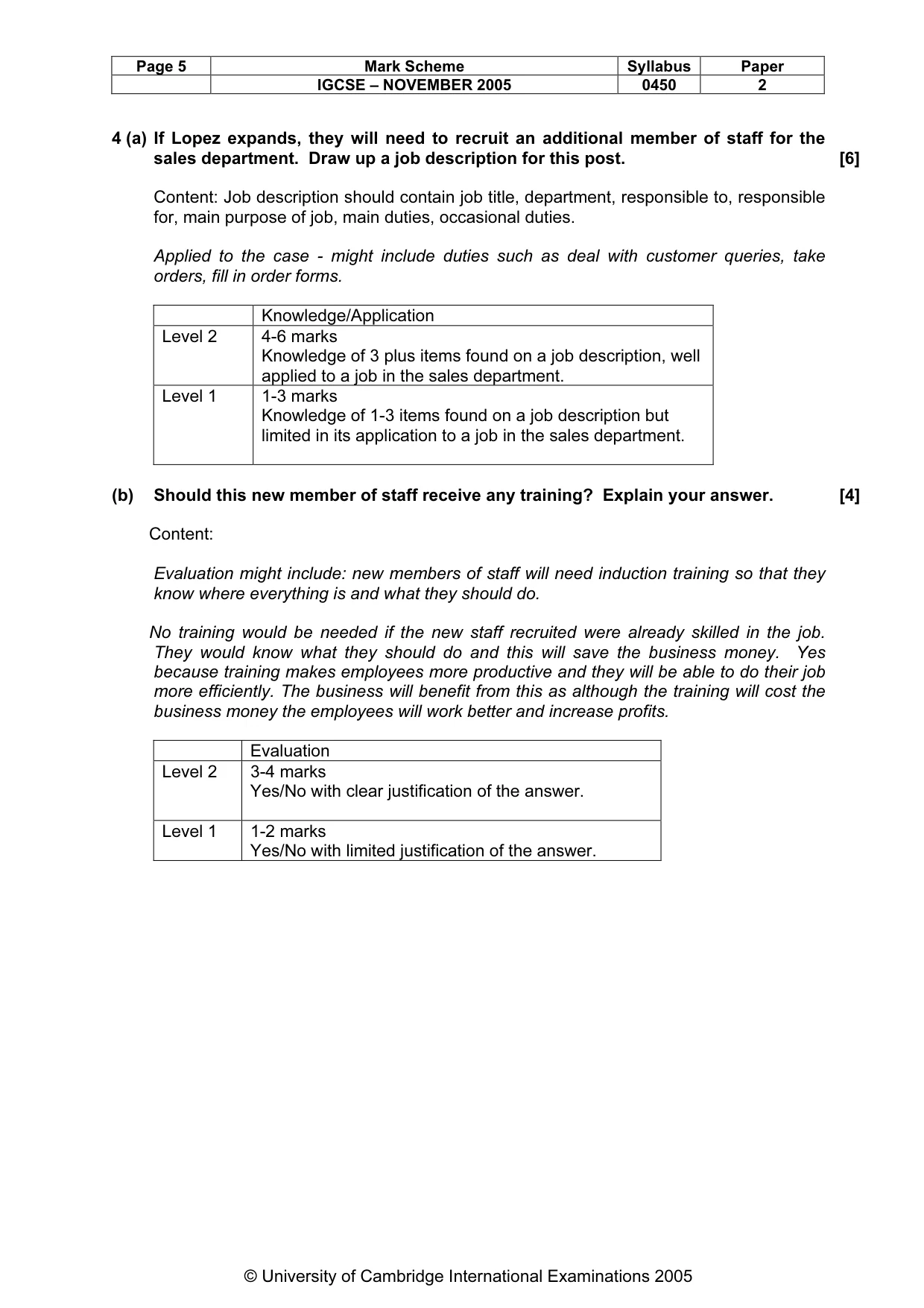 Mark scheme, page 6 of 8