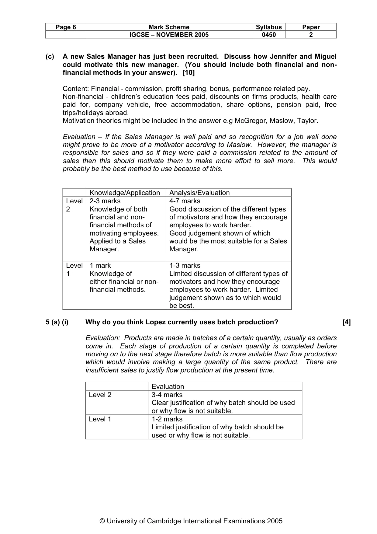 Mark scheme, page 7 of 8