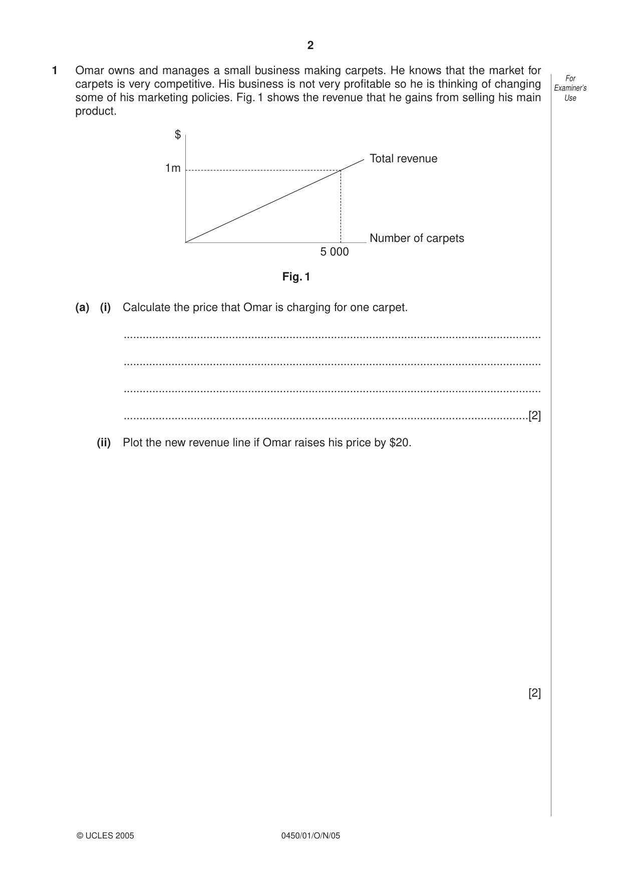 Cambridge IGCSE Business Studies 0450 2005 Oct/Nov Paper 1 · Variant 1 question paper, page 2 of 16