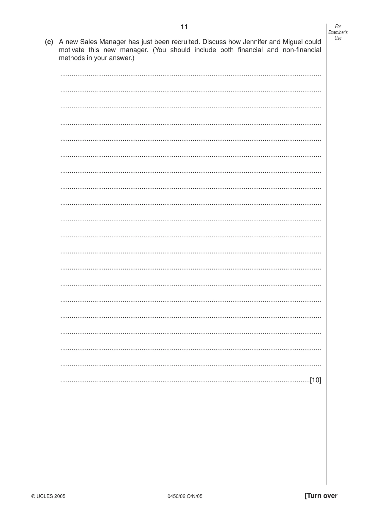 Cambridge IGCSE Business Studies 0450 2005 Oct/Nov Paper 2 · Variant 1 question paper, page 11 of 16