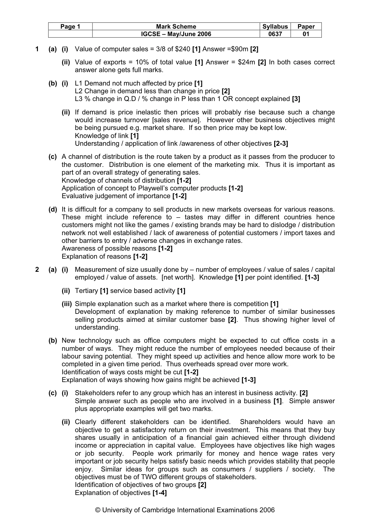 Mark scheme, page 2 of 4