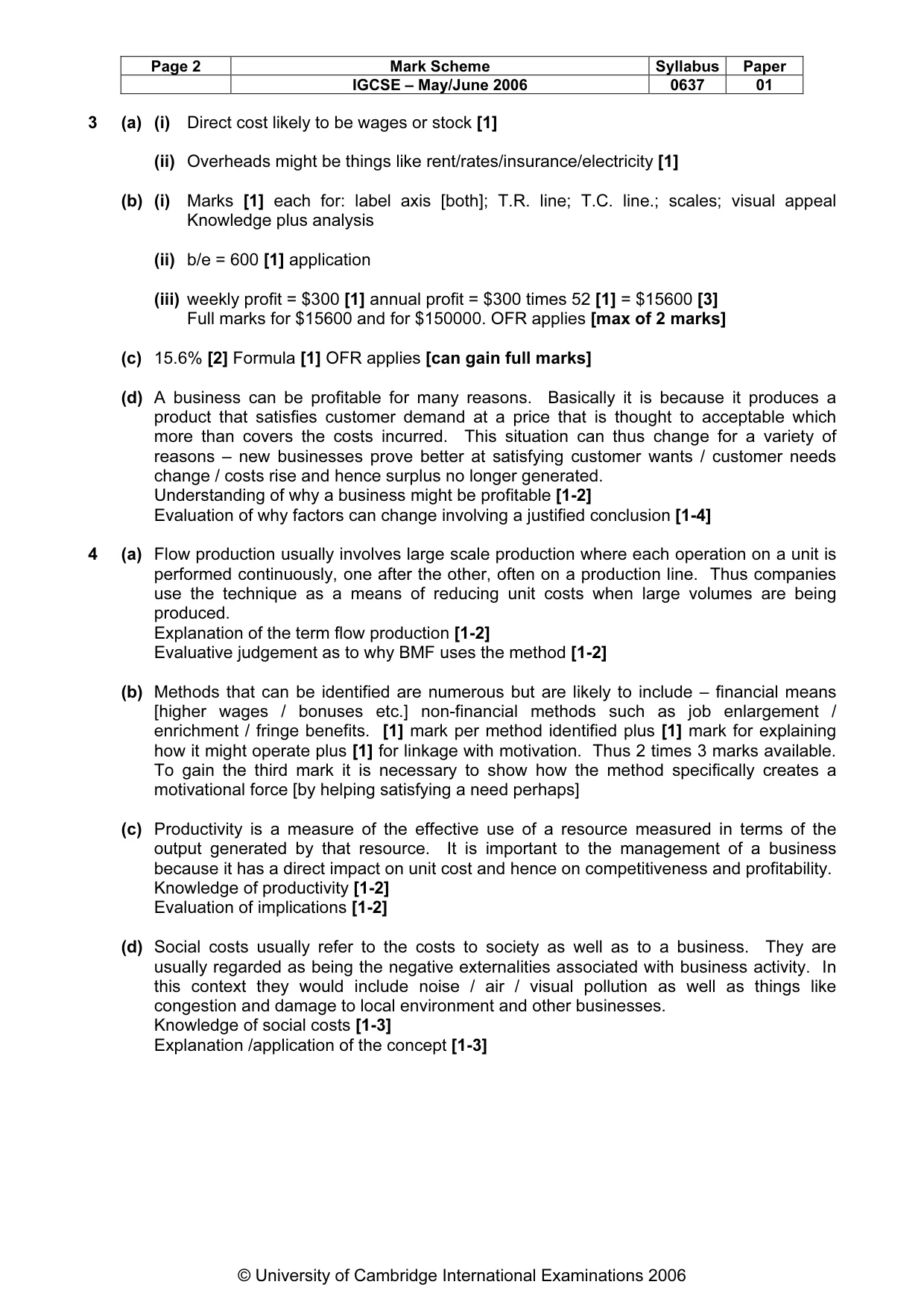 Mark scheme, page 3 of 4