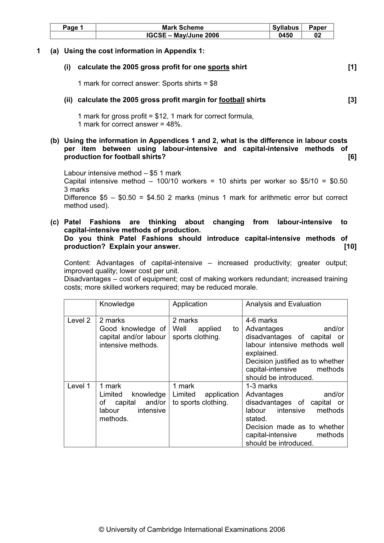 Mark scheme, page 2 of 6