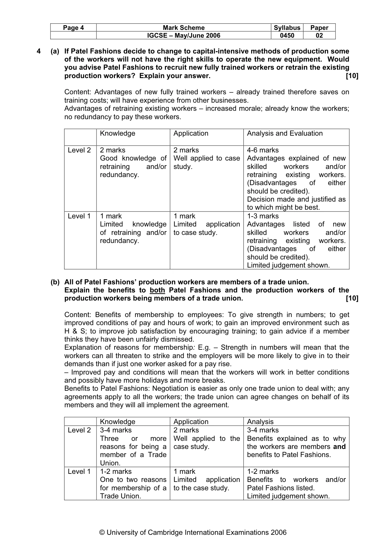 Mark scheme, page 5 of 6