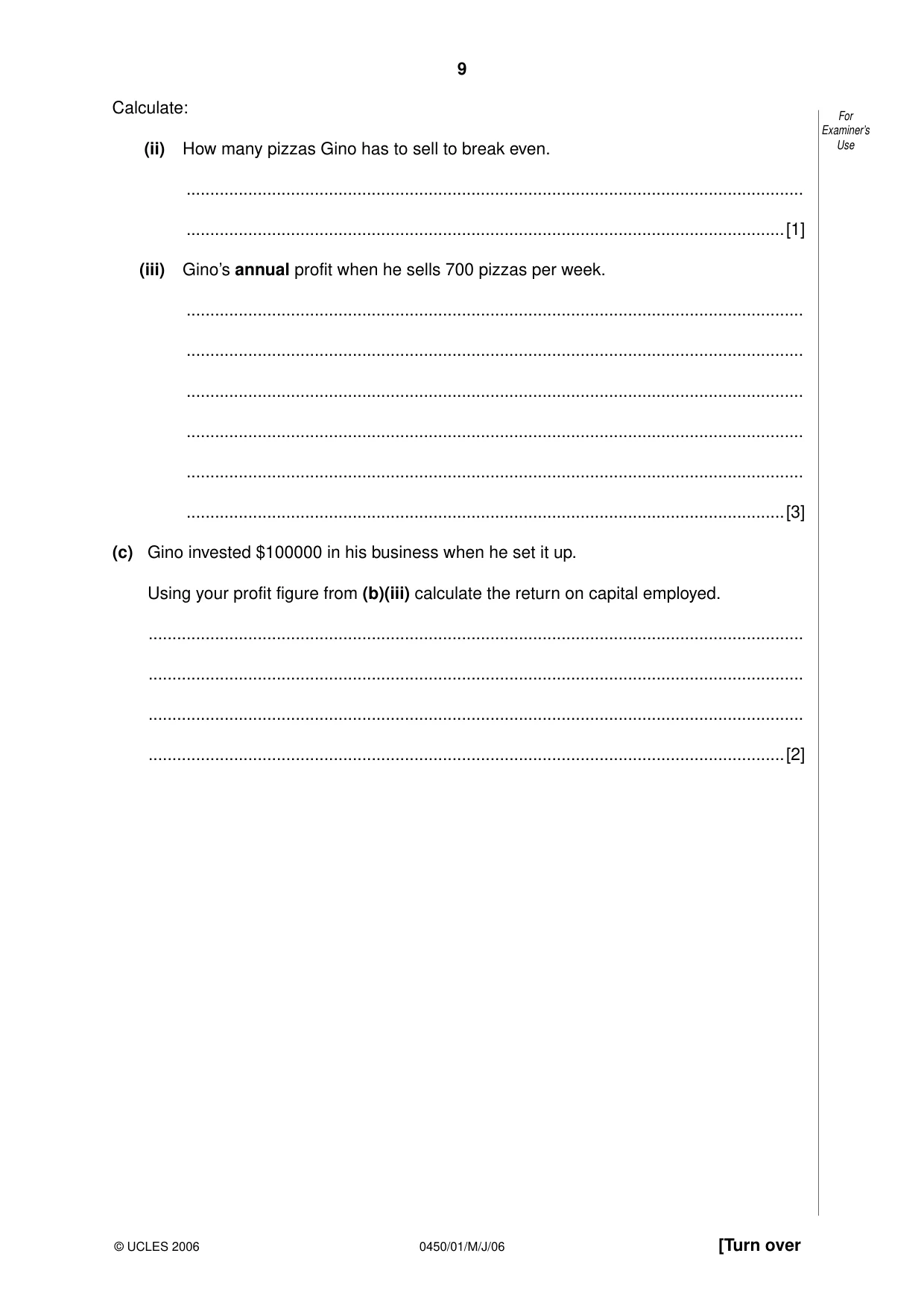 Cambridge IGCSE Business Studies 0450 2006 May/June Paper 1 · Variant 1 question paper, page 9 of 16