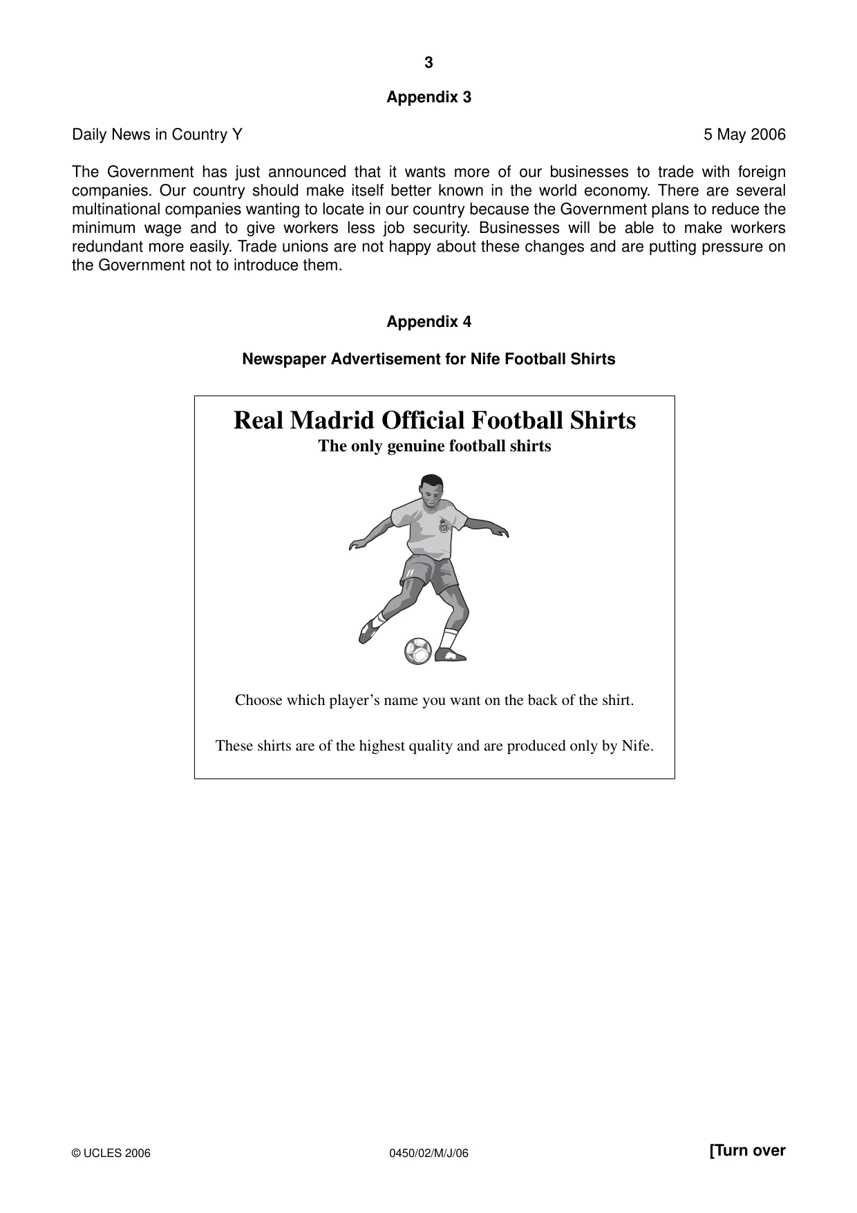 Cambridge IGCSE Business Studies 0450 2006 May/June Paper 2 · Variant 1 question paper, page 3 of 16