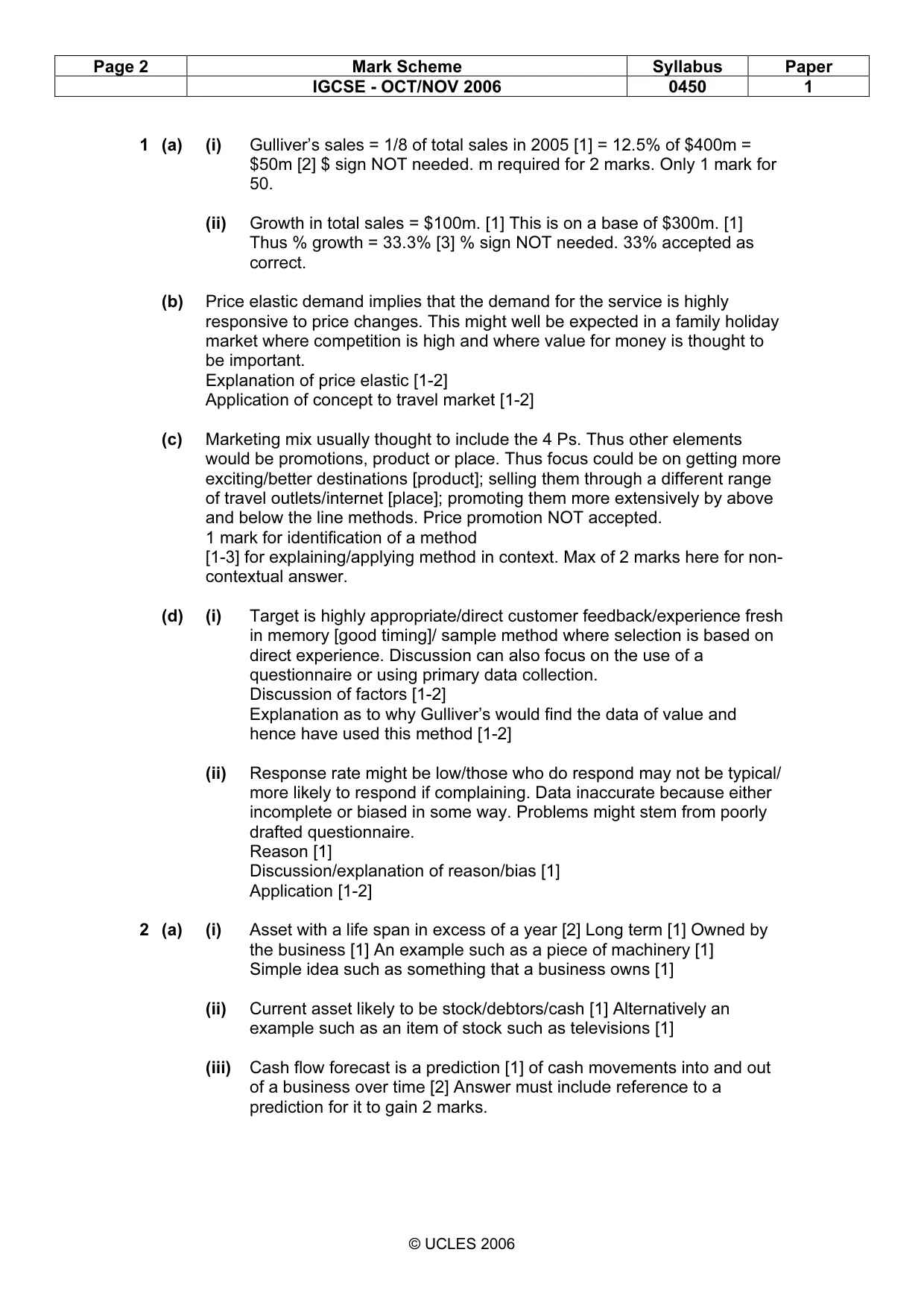 Mark scheme, page 2 of 5